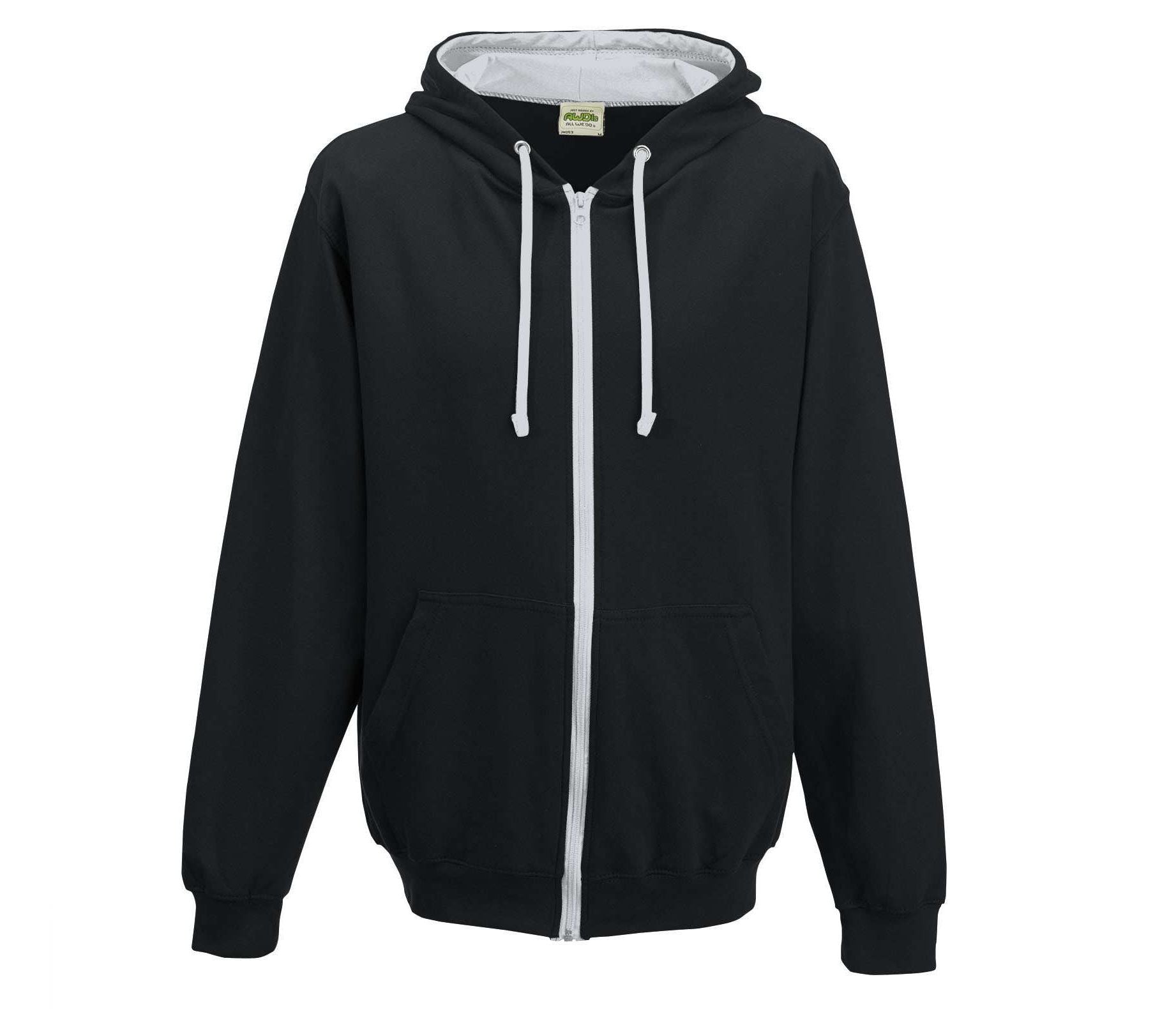 Sweat Capuche Zippé Contrasté - Jet Black / Heather Grey