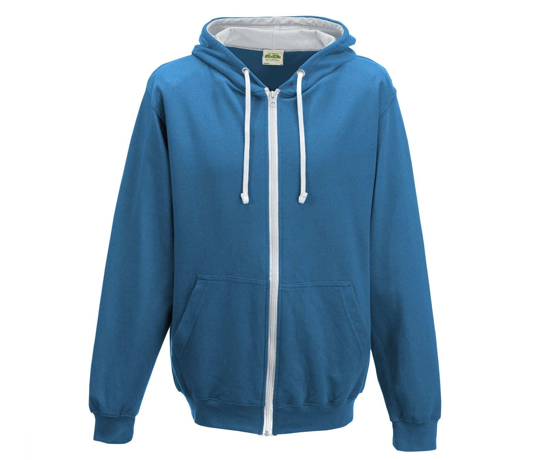 Sweat Capuche Zippé Contrasté - Sapphire Blue/heather Grey