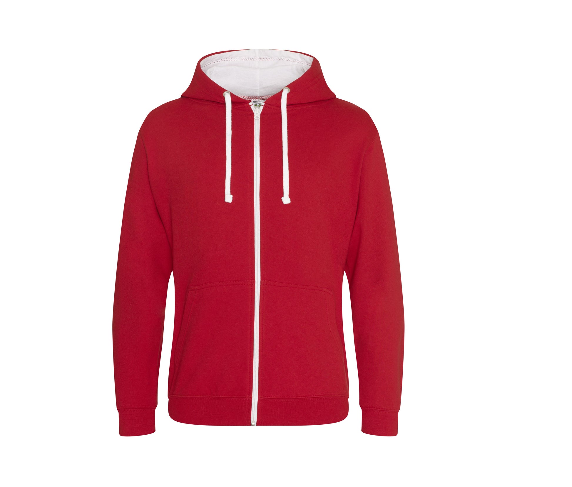 Sweat Capuche Zippé Contrasté - Fire Red/arctic White