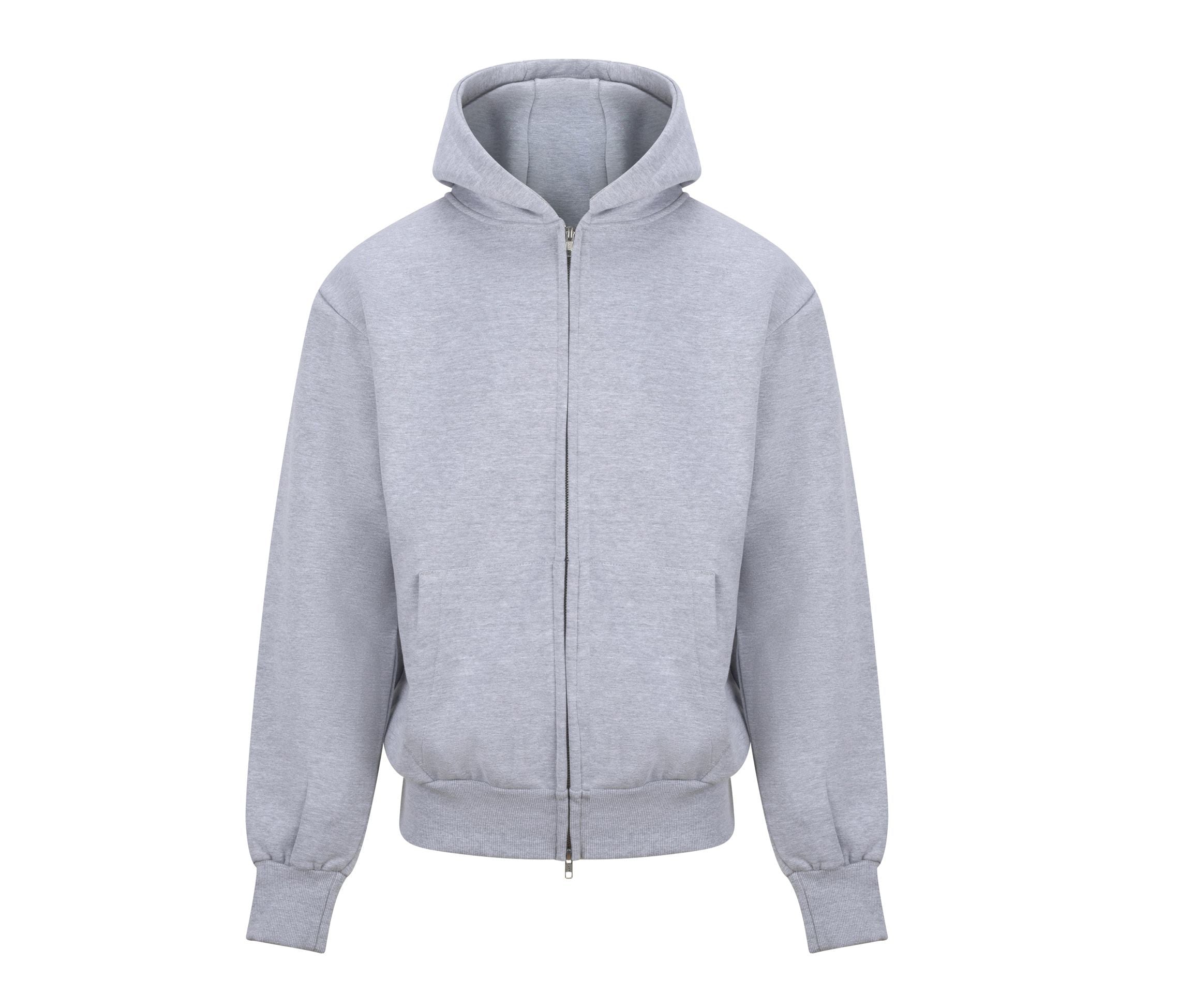 Sweat Capuche Zippé Lourd - Heather Grey