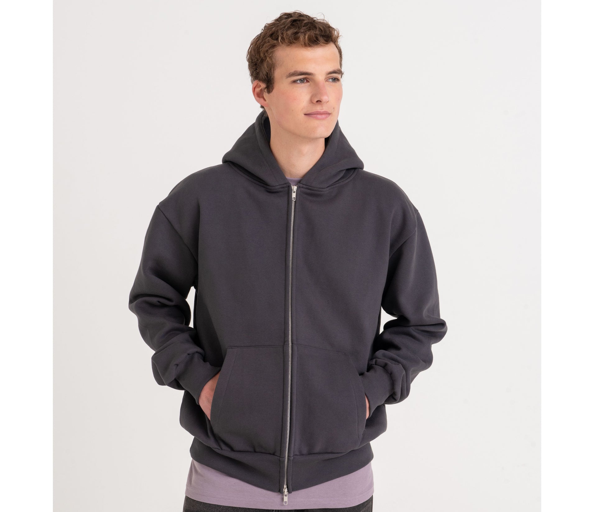 Sweat capuche zippé lourd