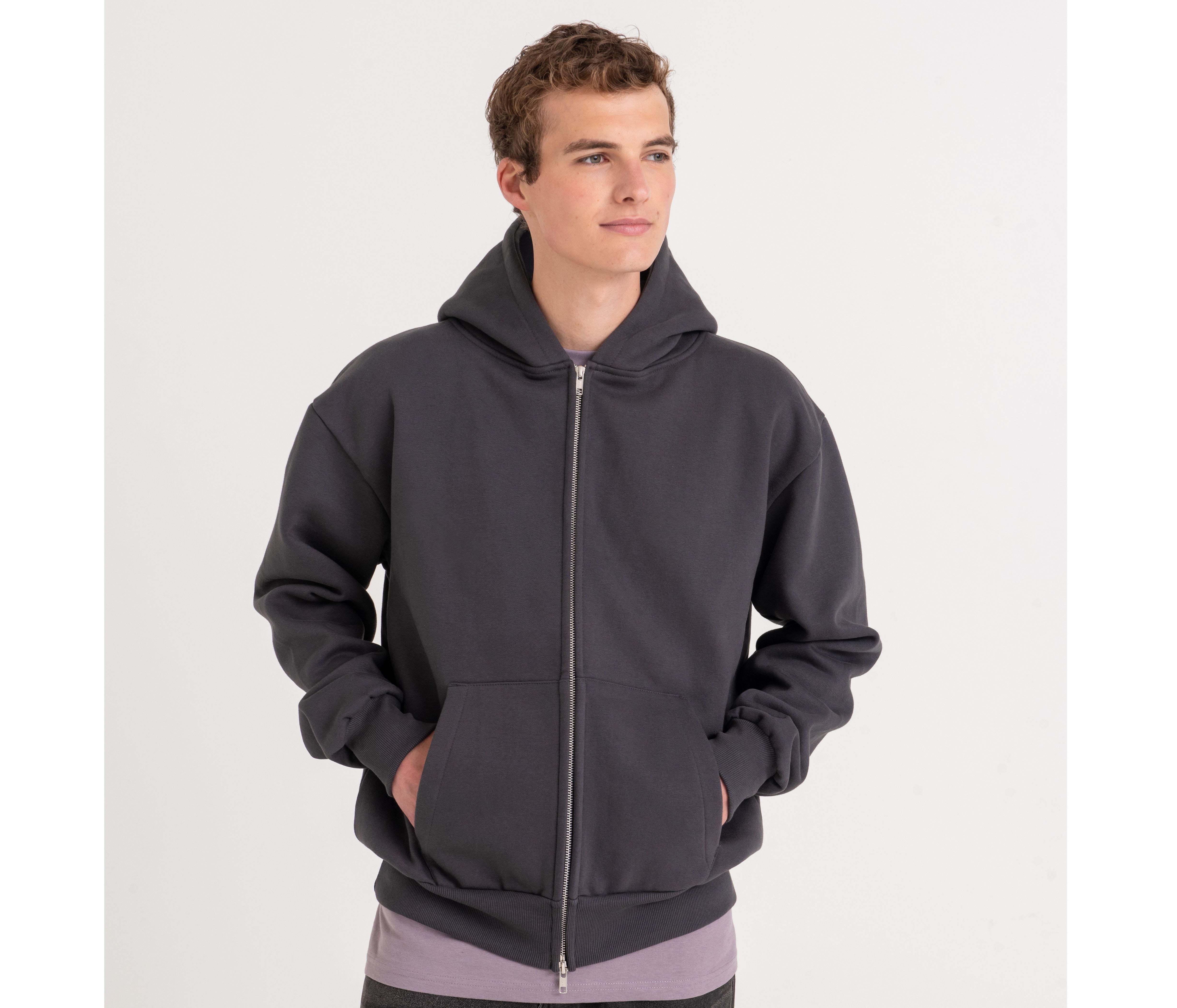 Sweat capuche zippé lourd