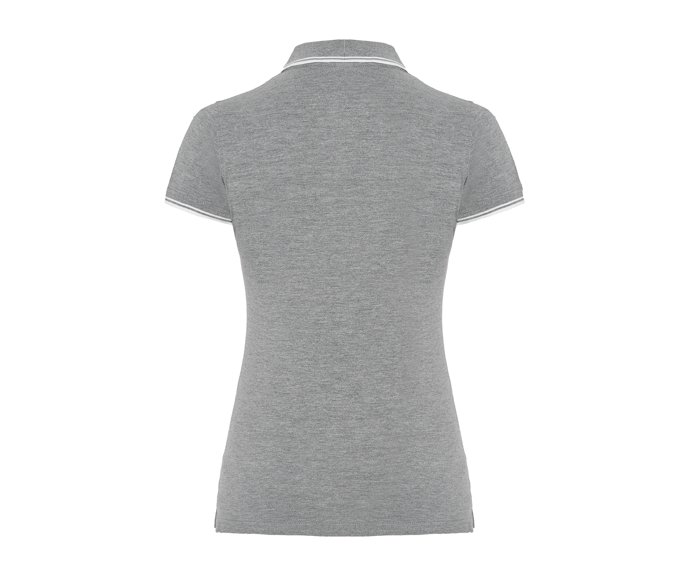 Polo Femme Piqué - Grey Melange/white