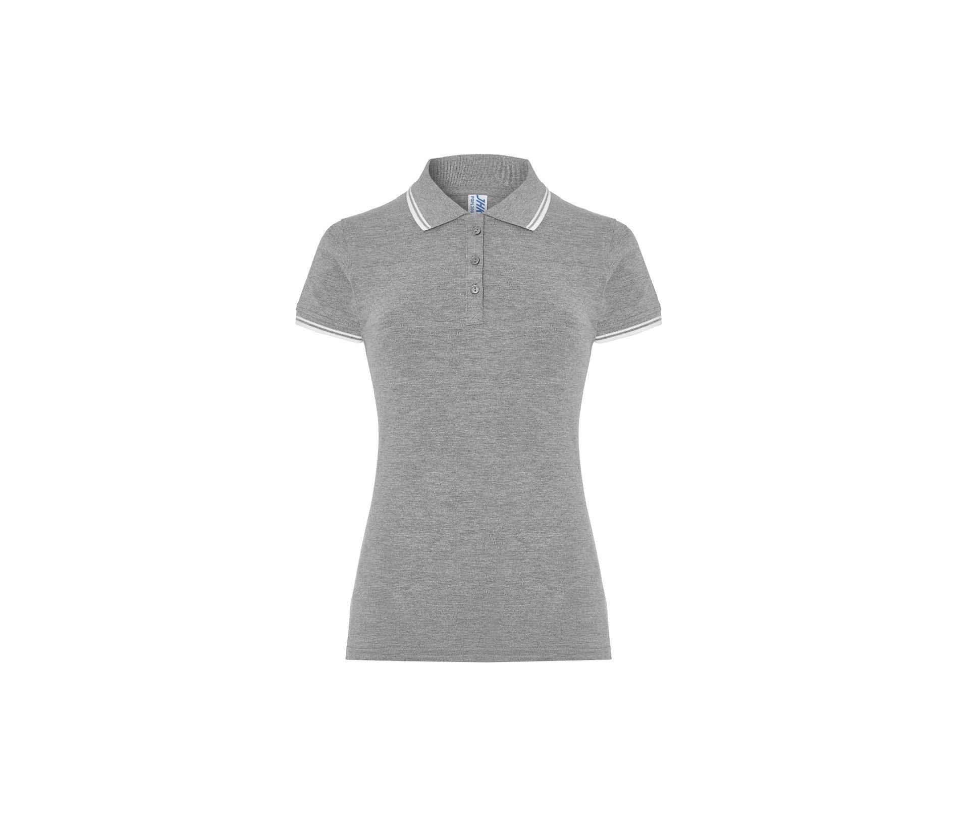 Polo Femme Piqué - Grey Melange/white