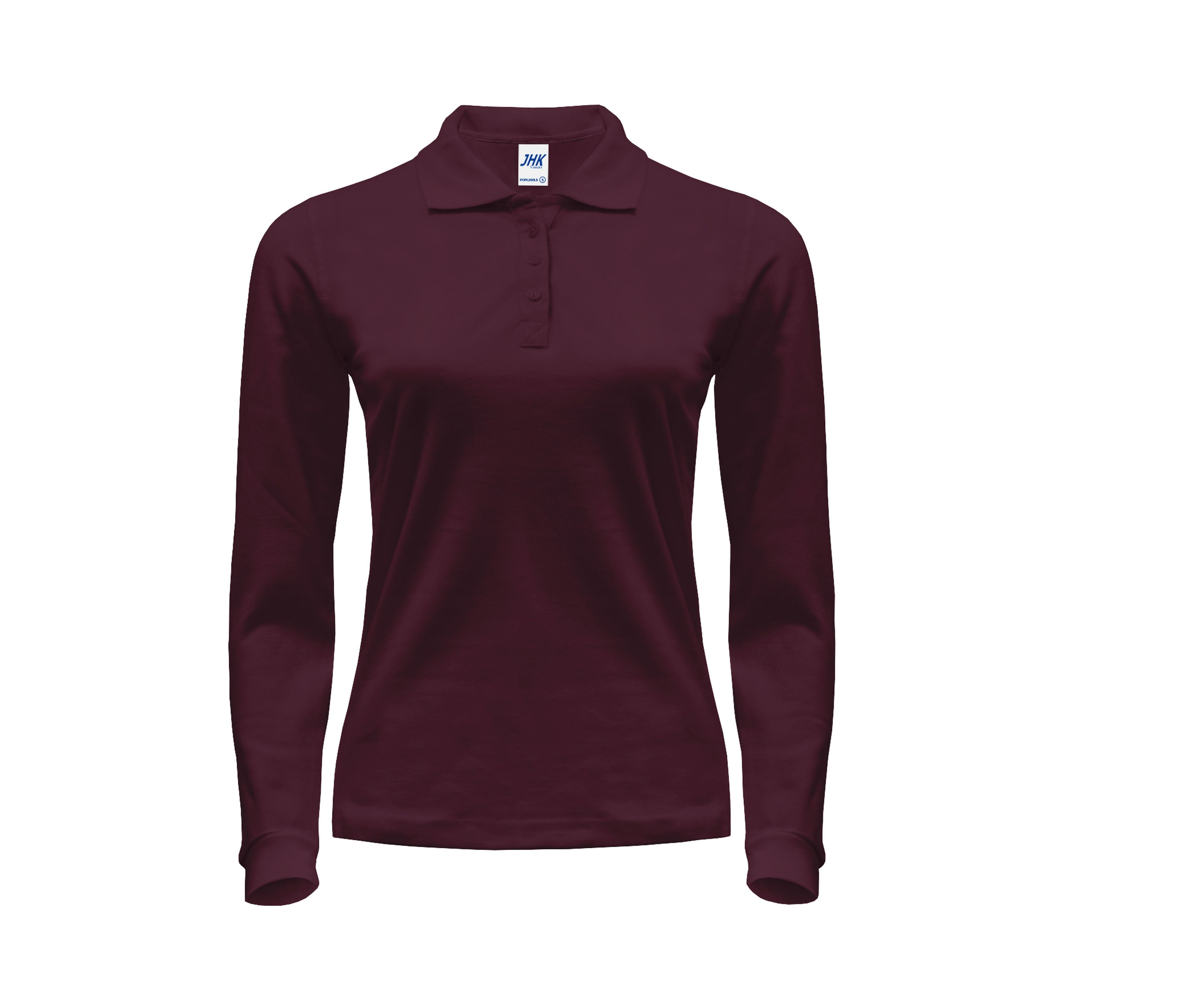 Polo Manches Longues Femme 200 - Burgundy
