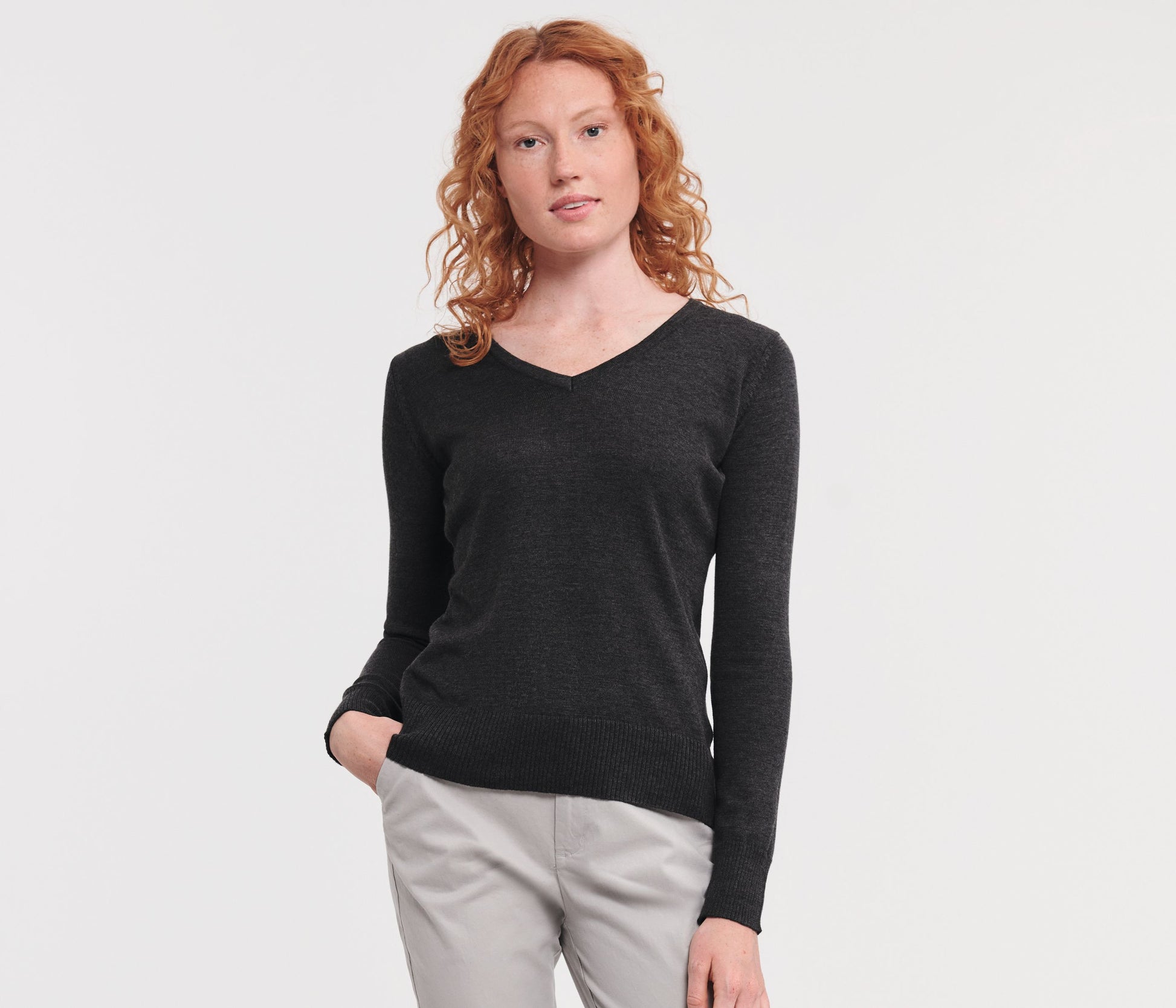 Pull col V femme