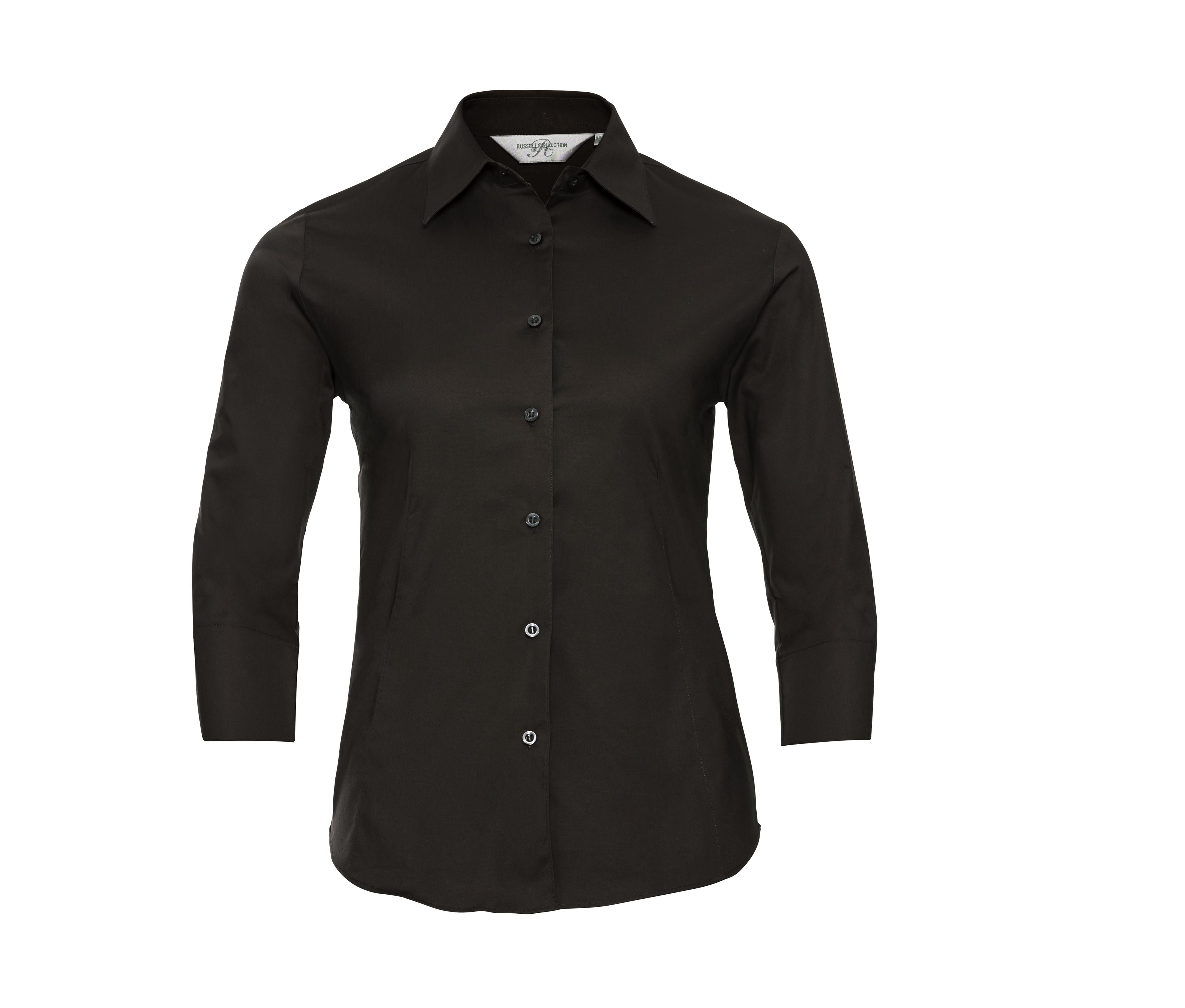 Chemise Stretch Manches 3/4 Femme - Chocolate