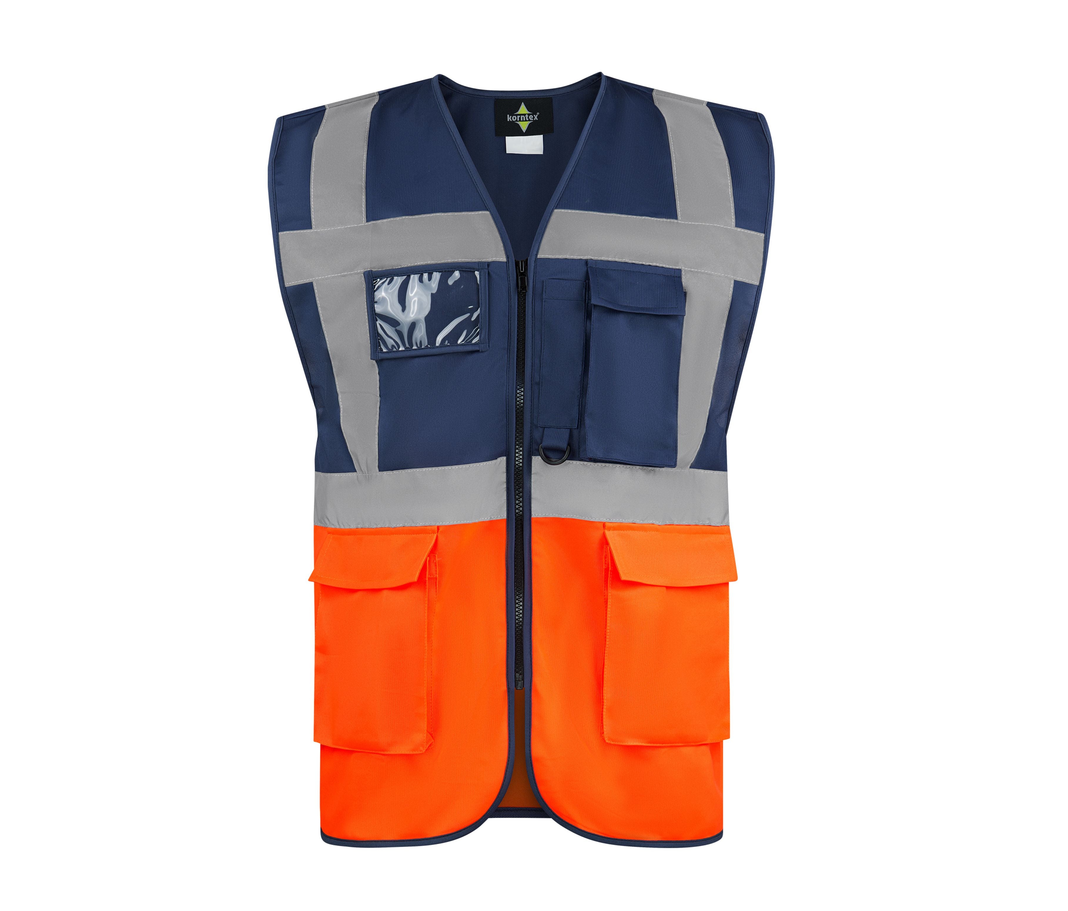 Gilet de Sécurité Multifonctionnel Avec Poches - Navy / Hi-Vis Orange