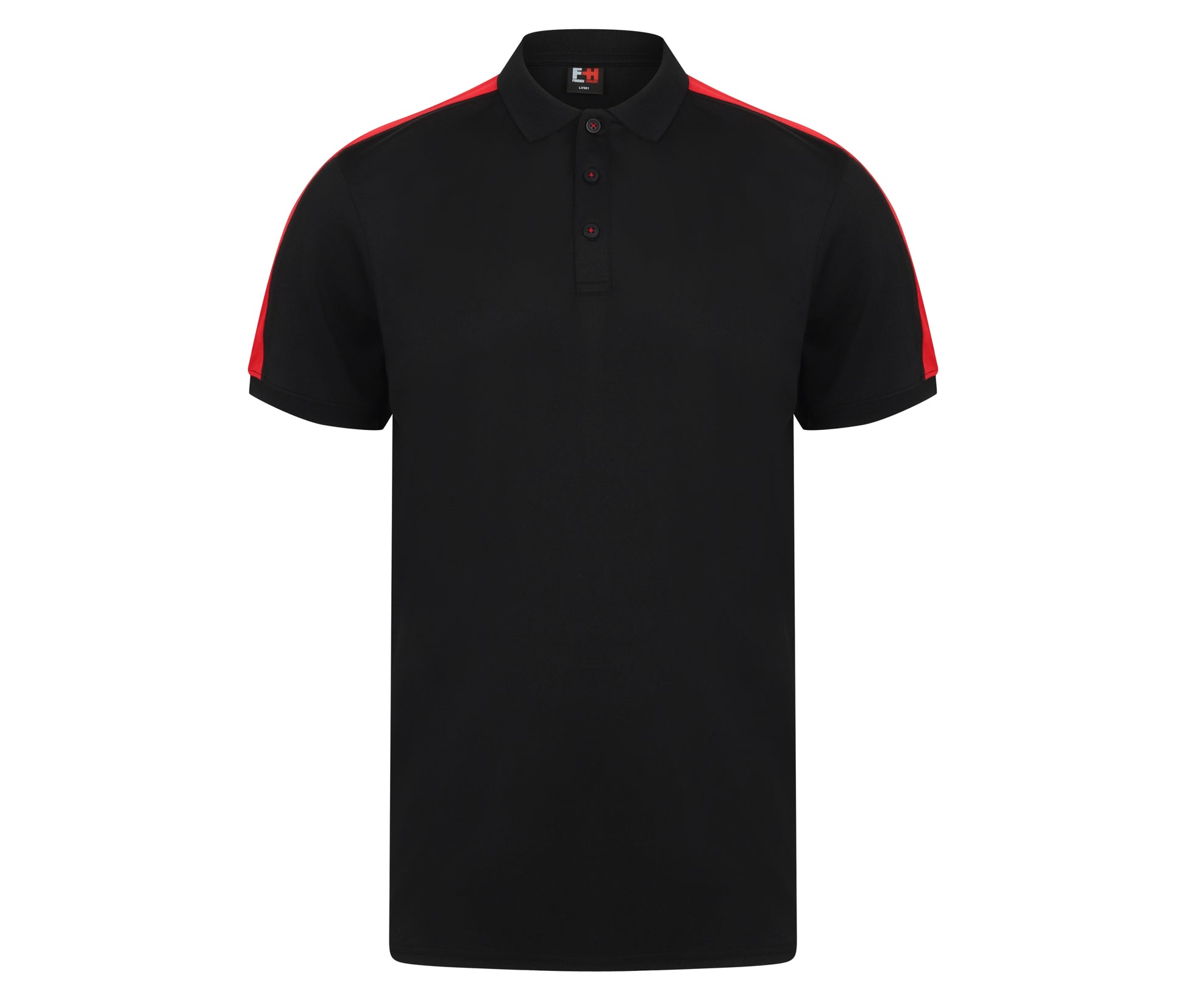 Polo Stretch Contrasté - Black/red