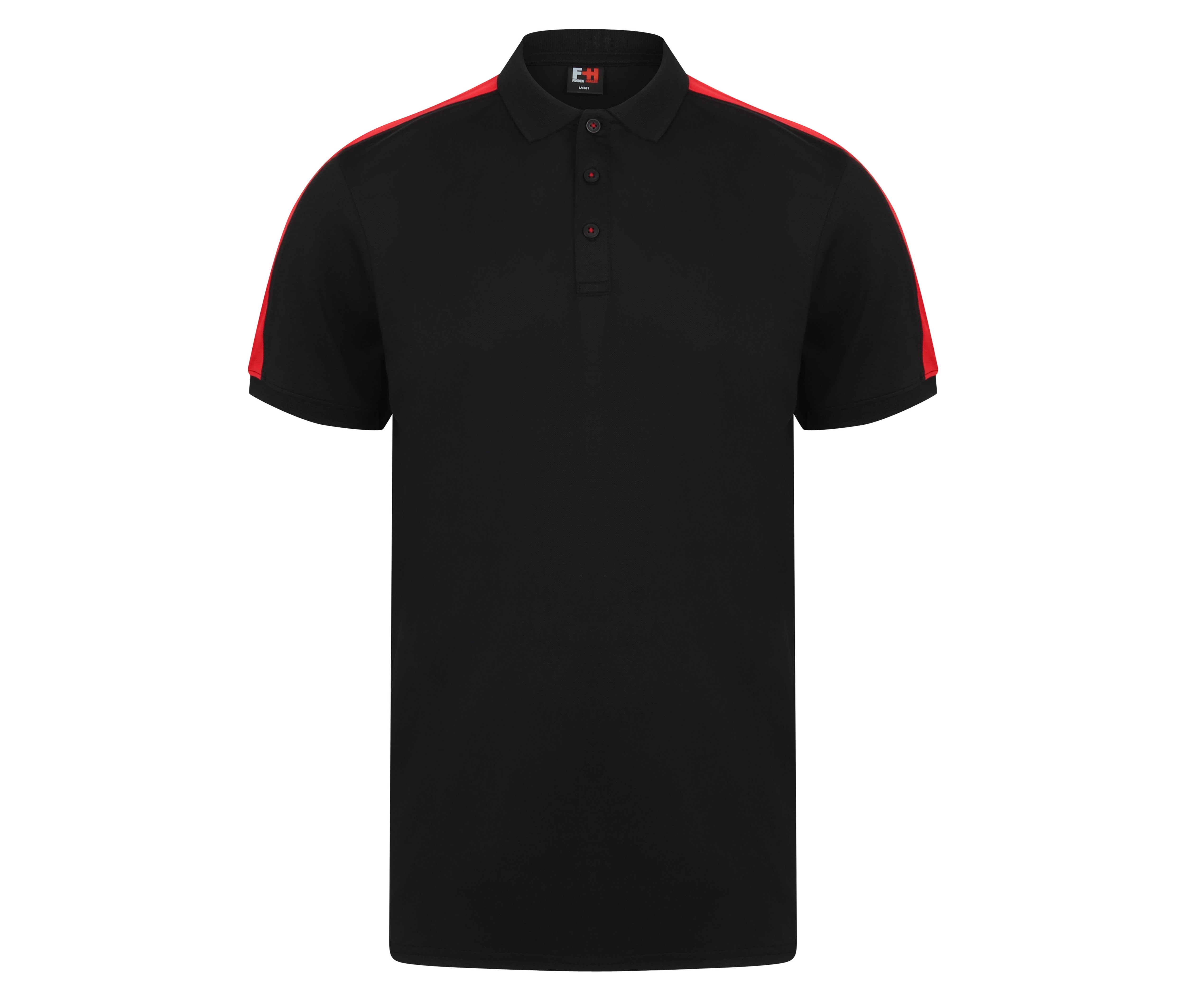 Polo Stretch Contrasté - Black/red