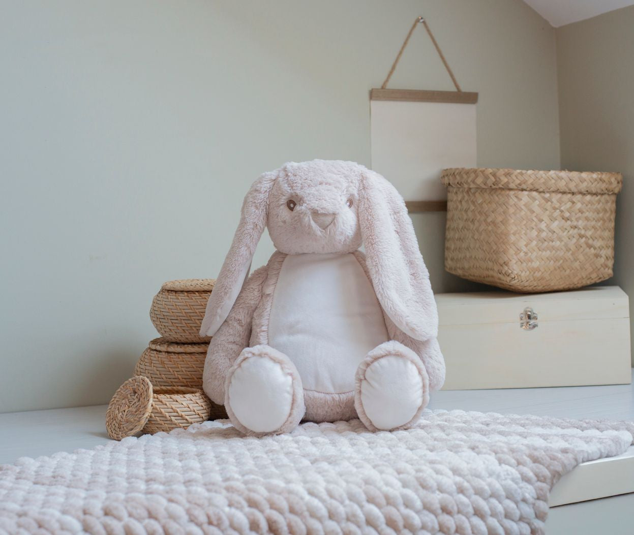 Peluche lapin avec ouverture zippée