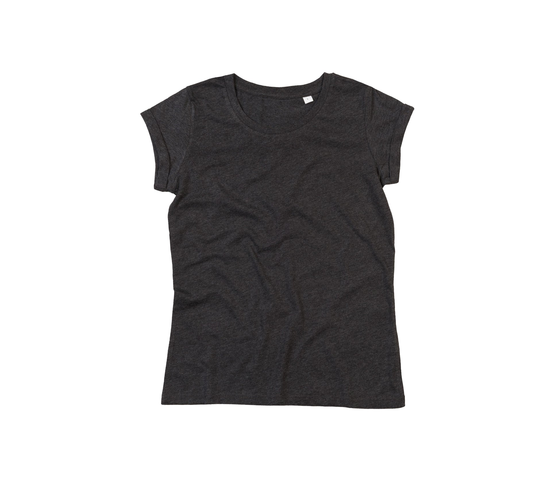 Tee-Shirt Femme Manches Roulées - Charcoal Grey Melange