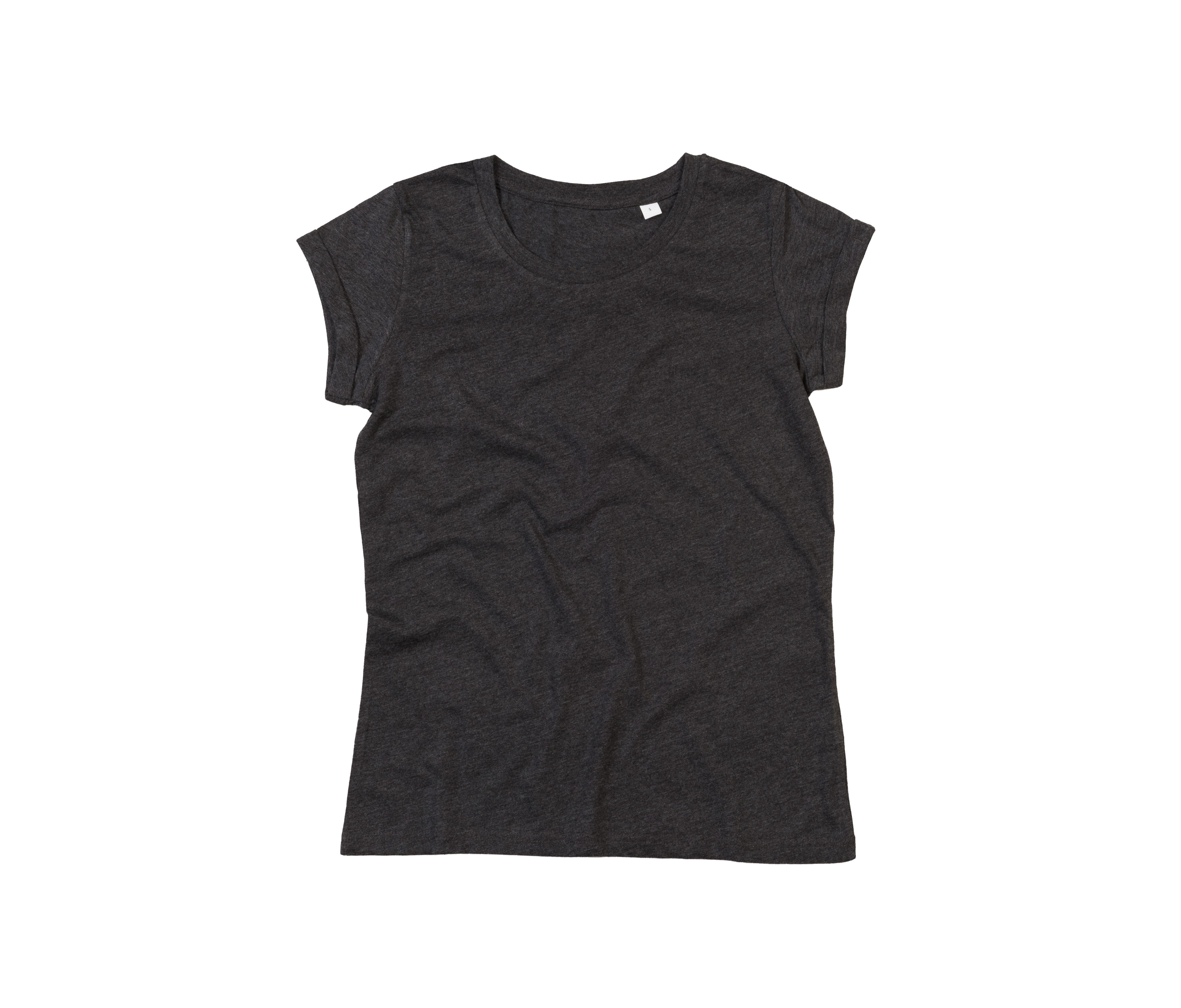 Tee-Shirt Femme Manches Roulées - Charcoal Grey Melange