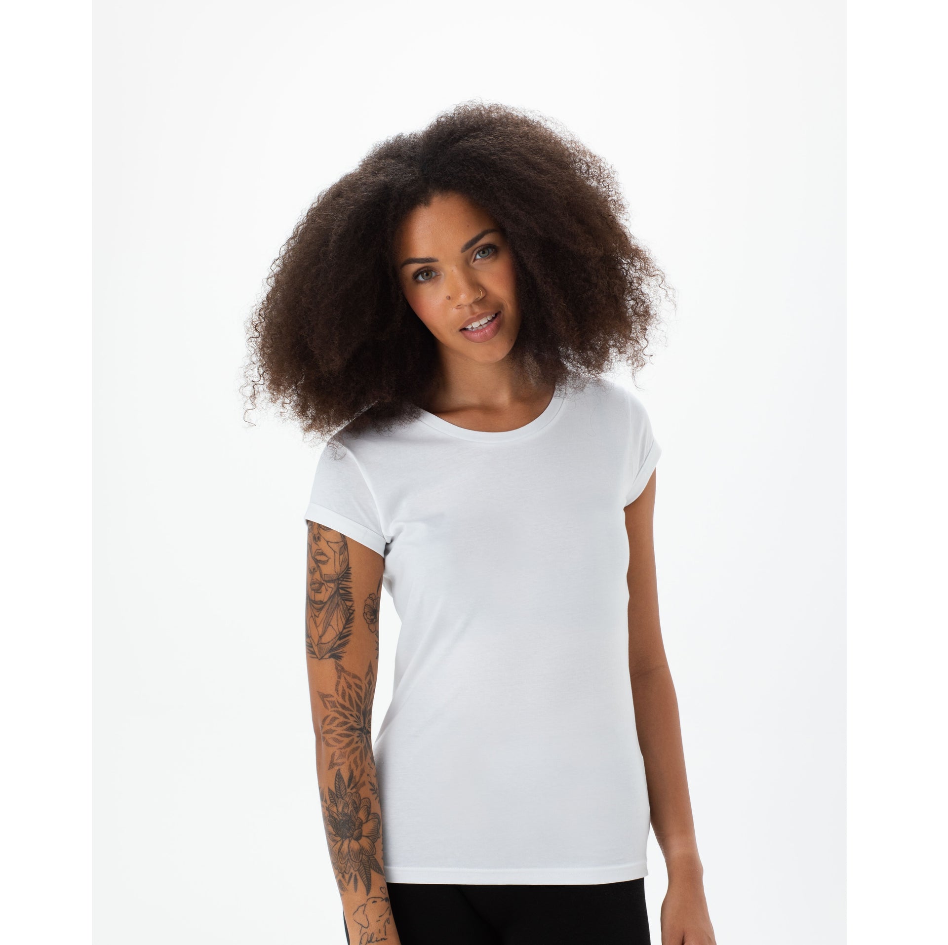 Tee-shirt femme manches roulées