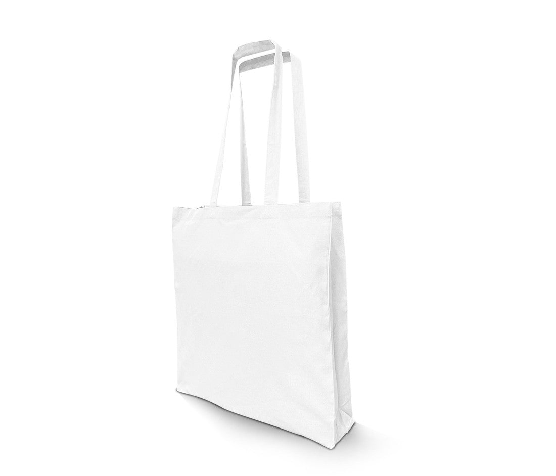 Sac Shopping en Coton Recyclé Avec Soufflet - White