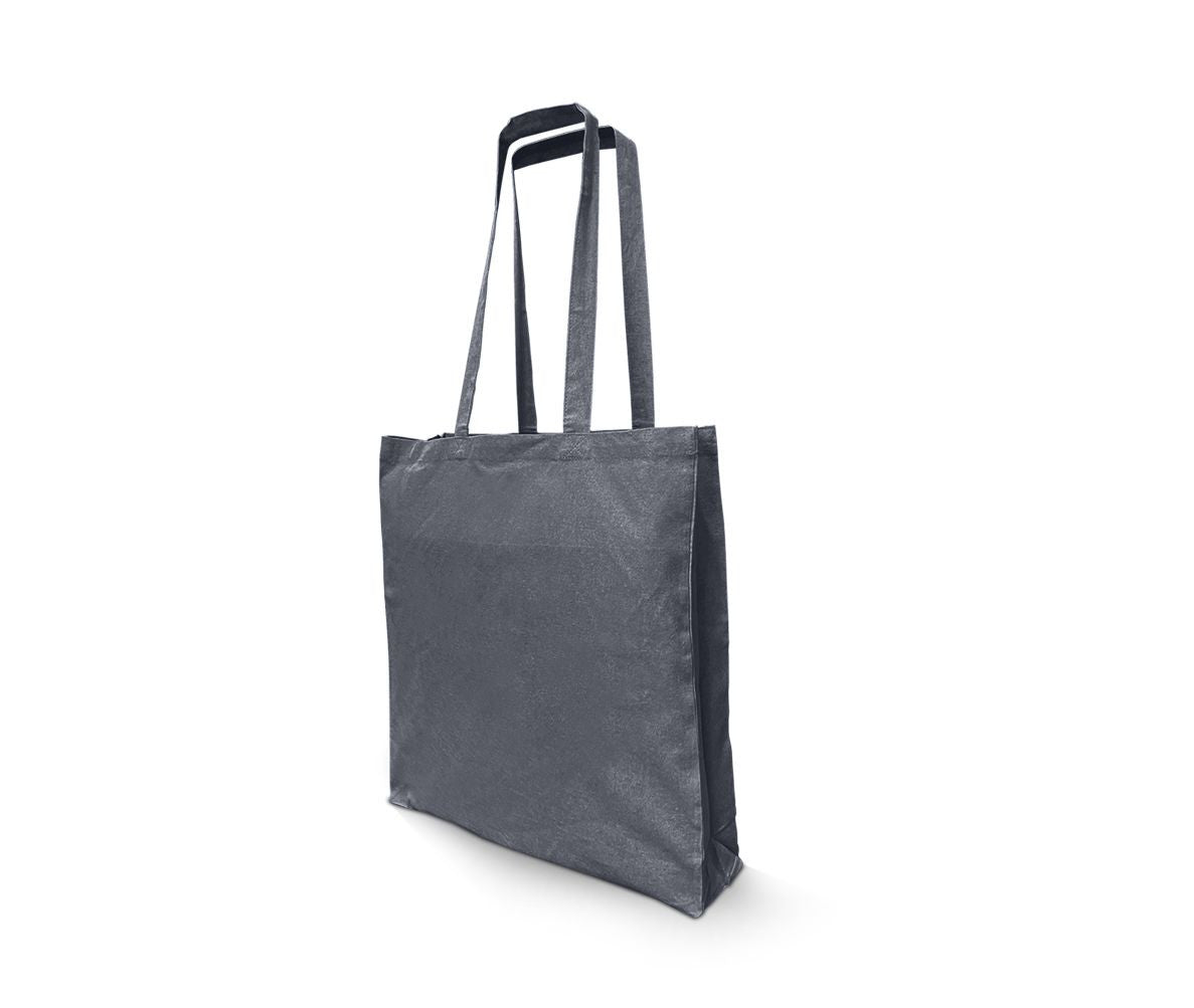 Sac Shopping en Coton Recyclé Avec Soufflet - Heather Black