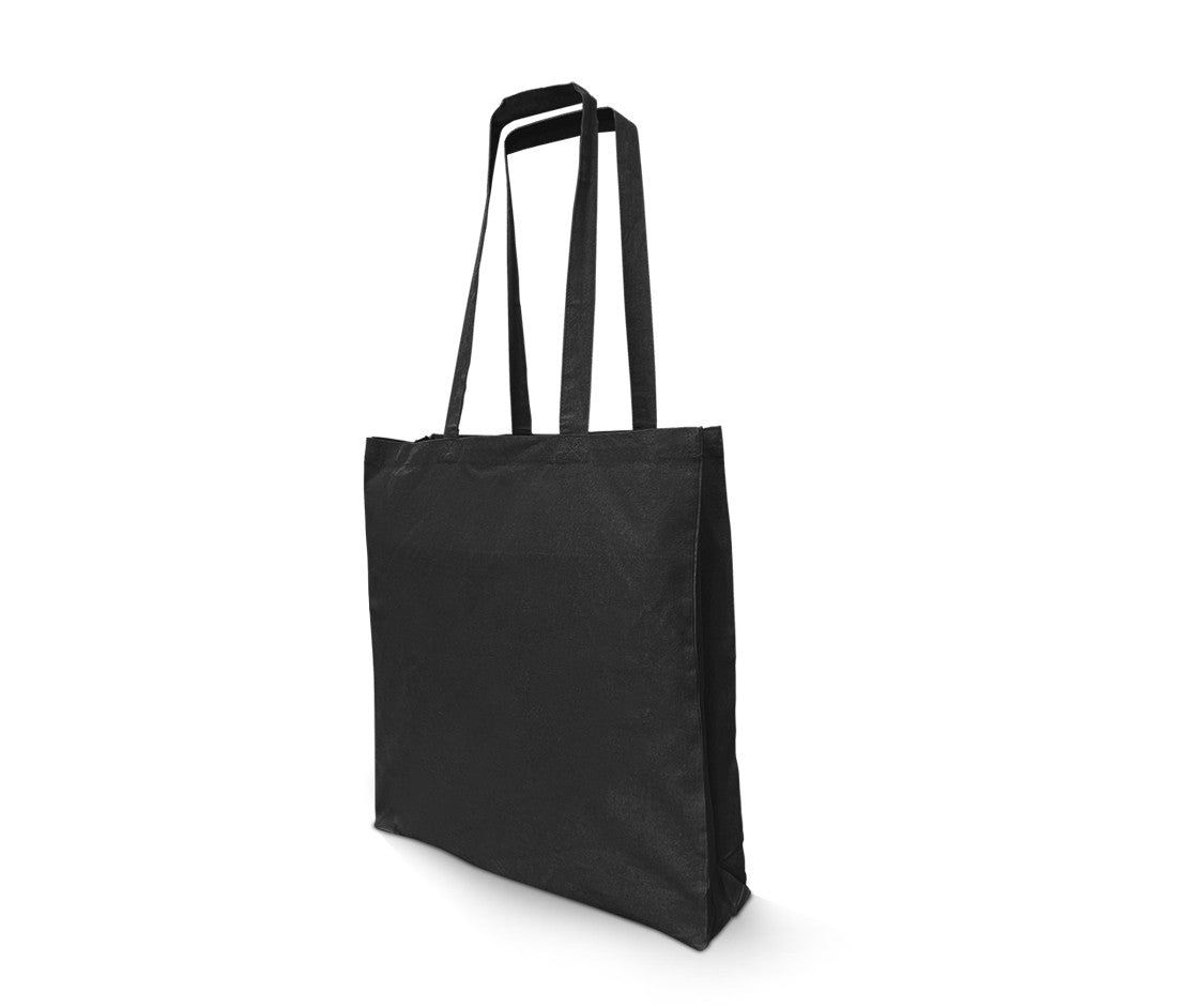 Sac Shopping en Coton Recyclé Avec Soufflet - Black