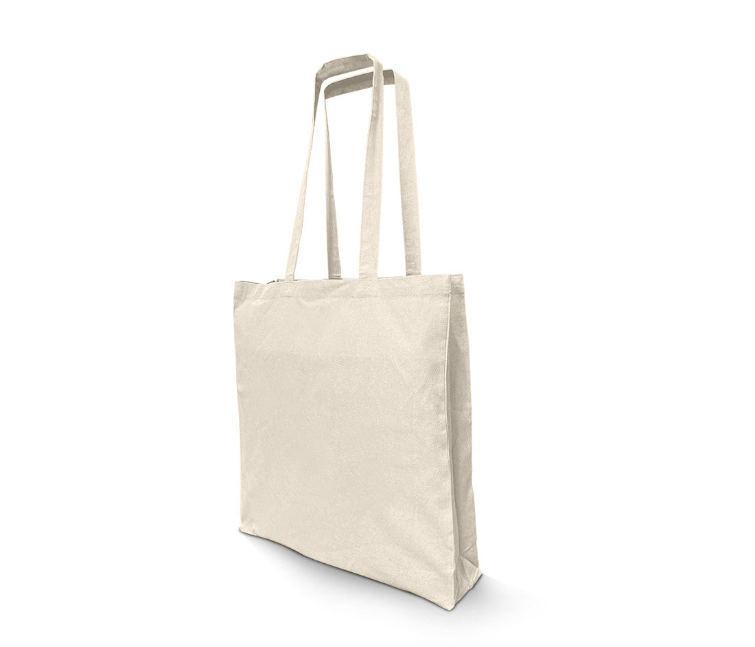 Sac Shopping en Coton Recyclé Avec Soufflet - Natural