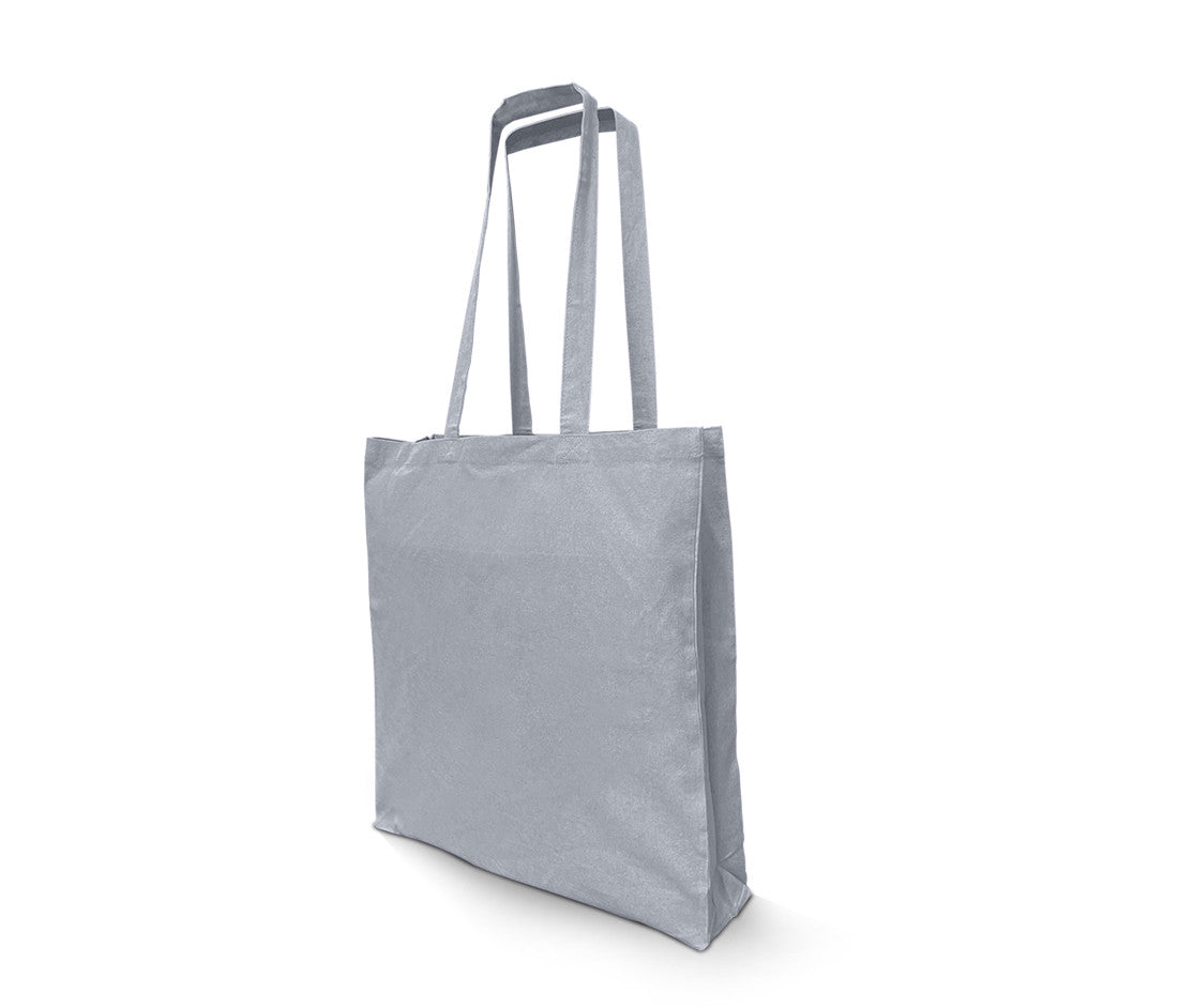 Sac Shopping en Coton Recyclé Avec Soufflet - Heather Light Grey