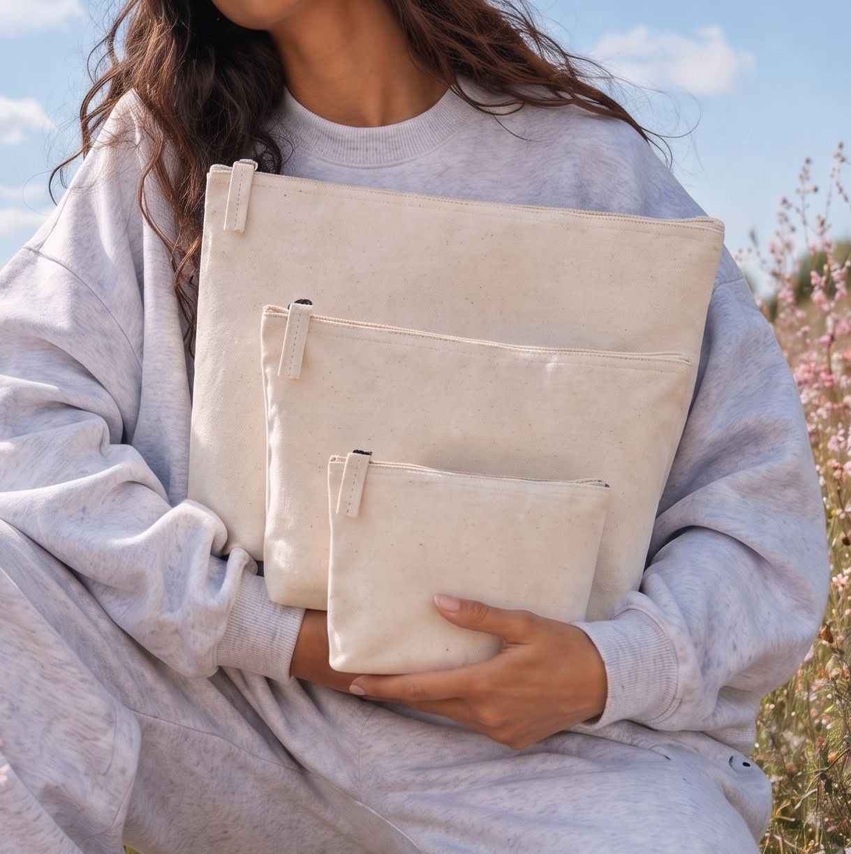 Pochette en coton avec soufflet