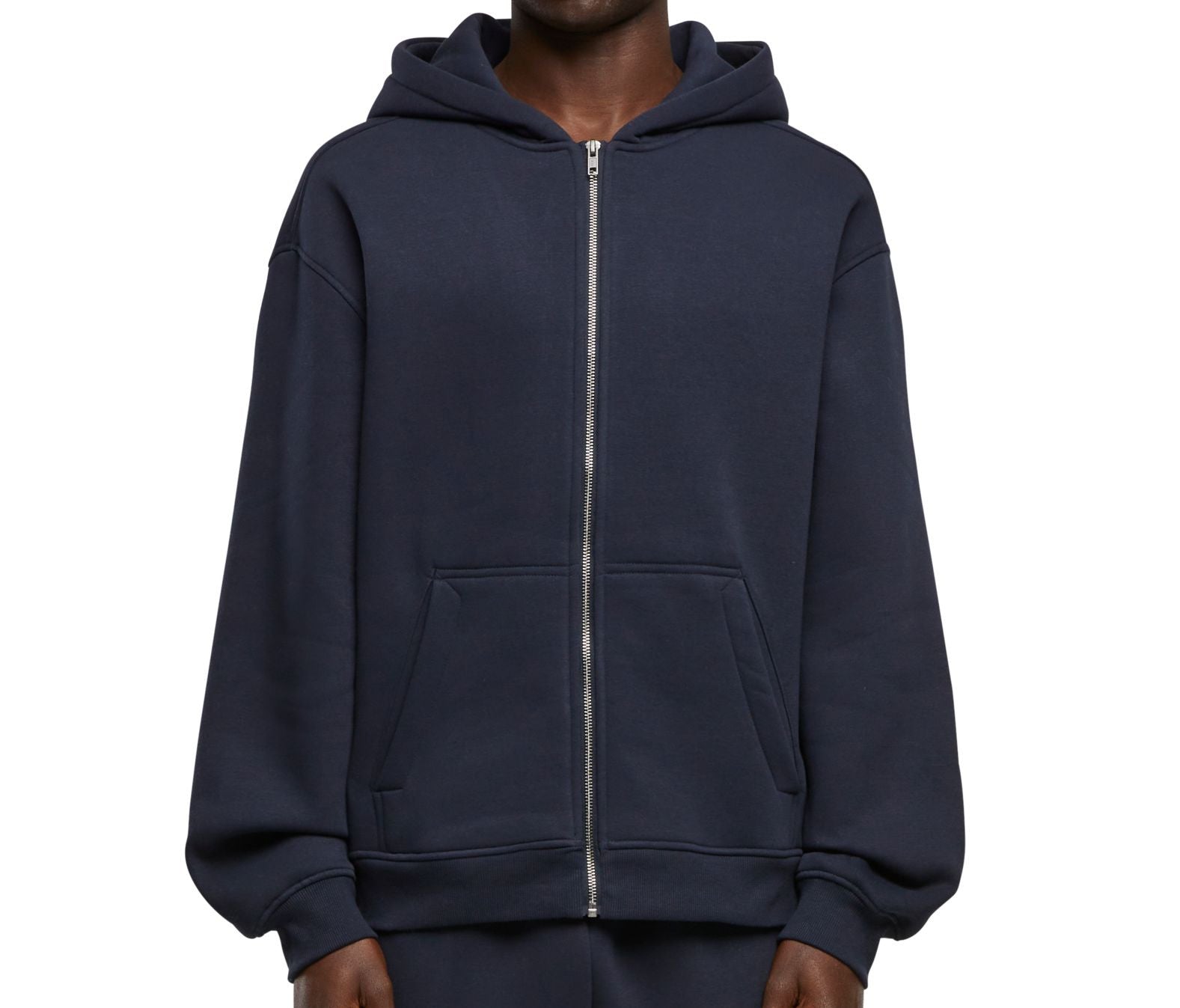 Sweat à Capuche Zippé Ample - Navy