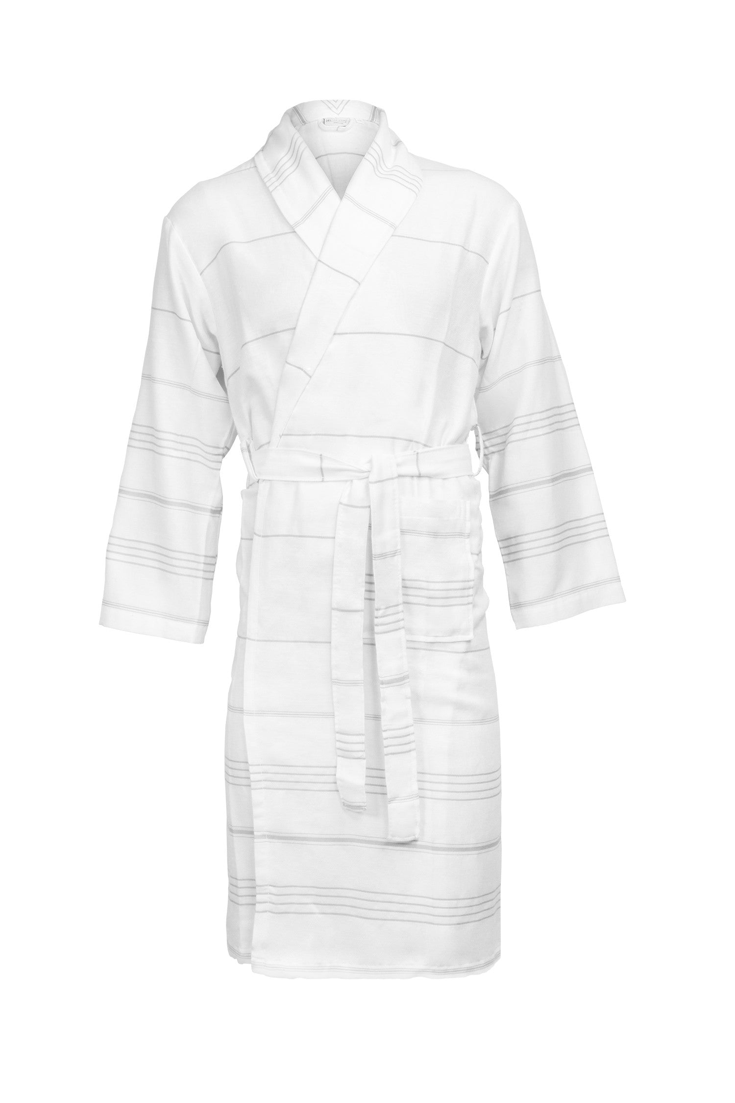 Peignoir en Coton Léger - White / Grey