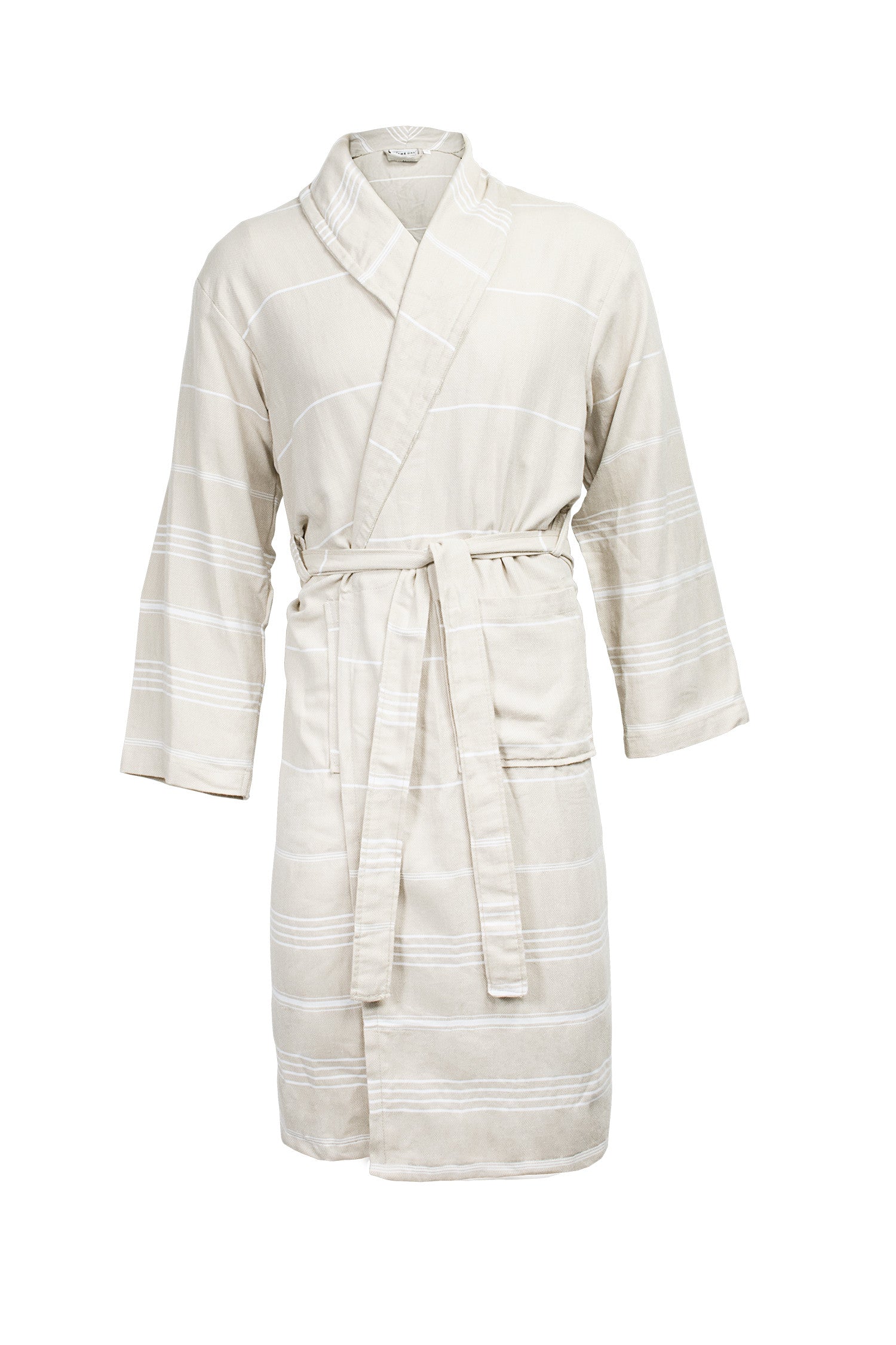 Peignoir en Coton Léger - Beige / White