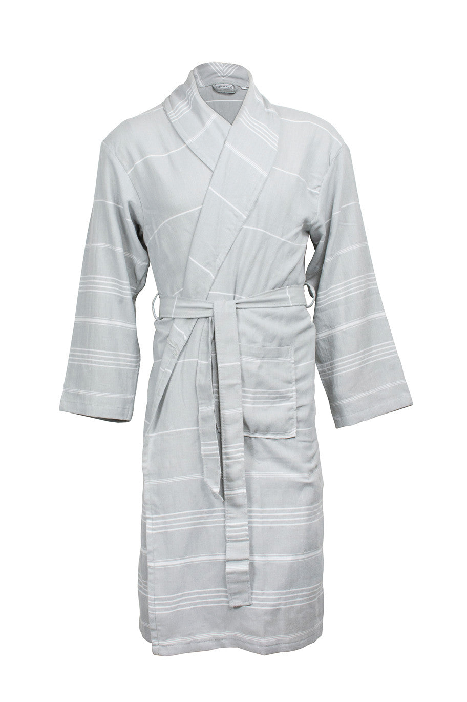 Peignoir en Coton Léger - Light Grey / White