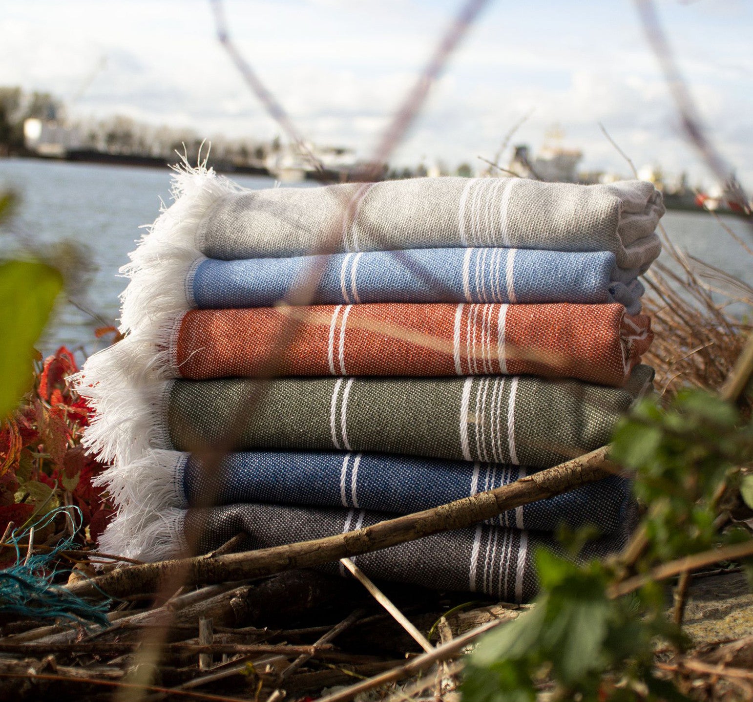 Fouta en coton et polyester recyclé