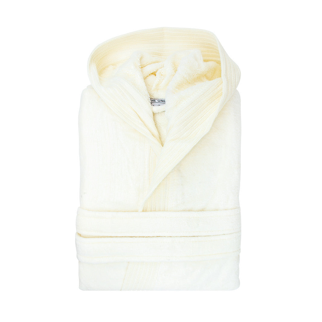 Peignoir à Capuche en Velours - Ivory Cream