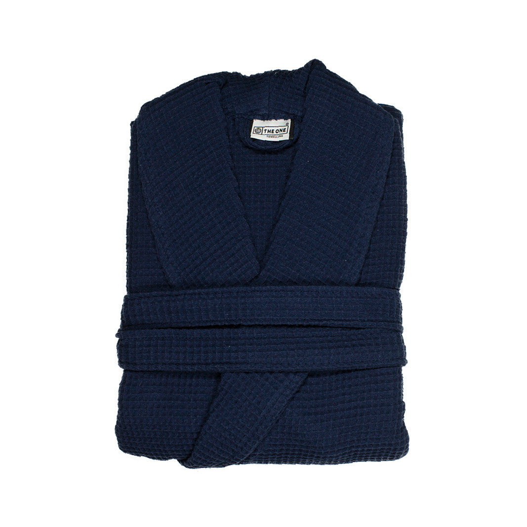 Peignoir en Nid D'abeille - Navy Blue