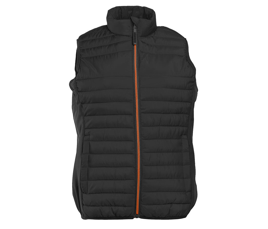 Bodywarmer Bi-Matière Femme - Black/black/orange