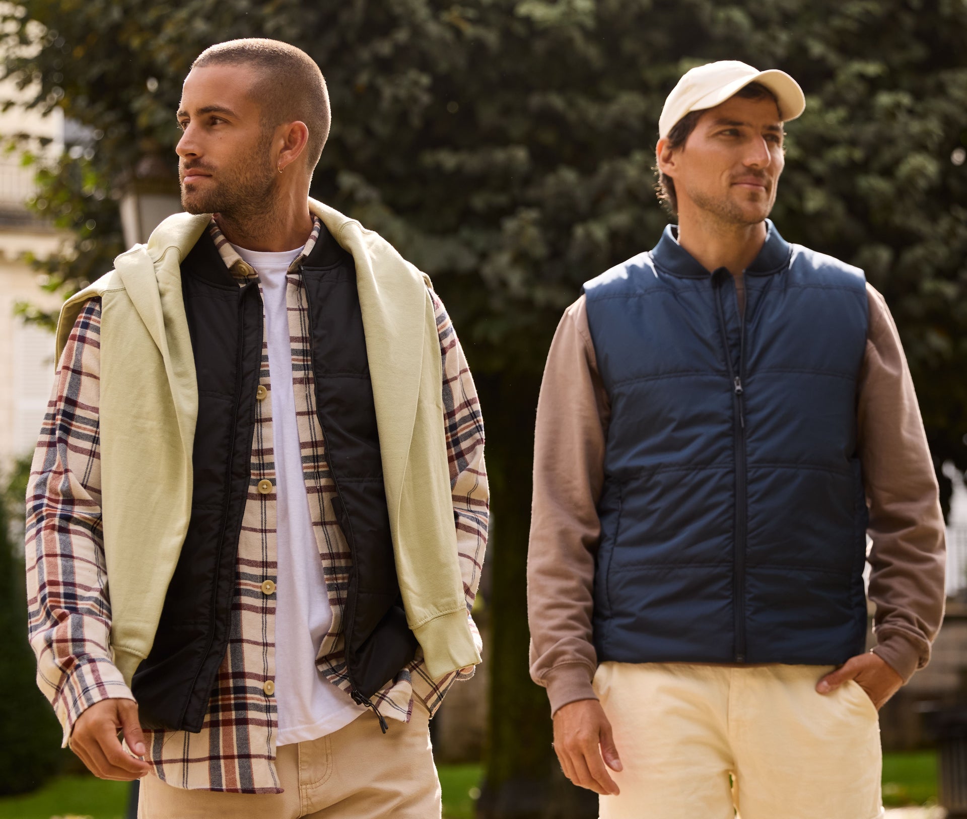 Bodywarmer unisexe avec bord côte au col