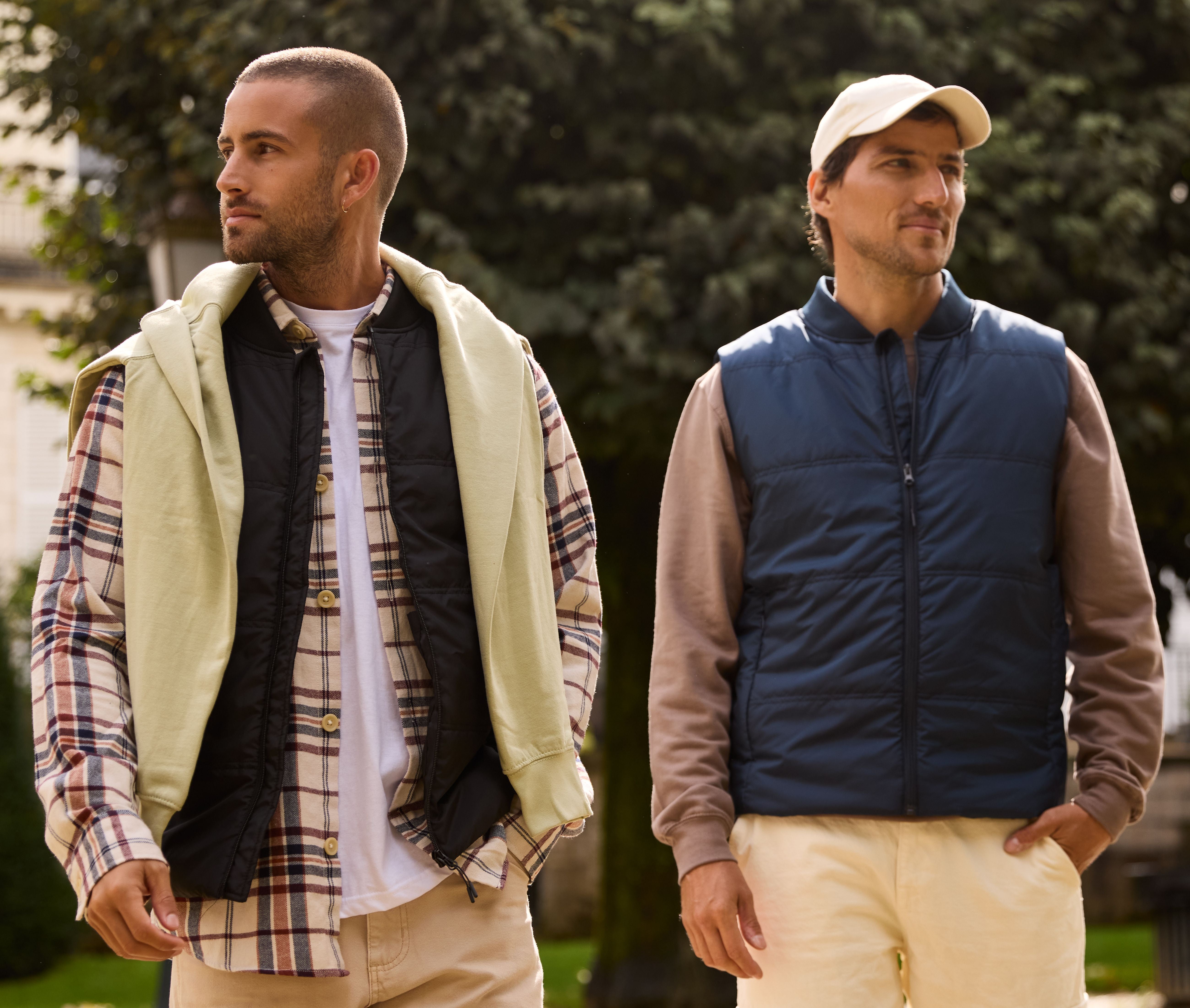 Bodywarmer unisexe avec bord côte au col