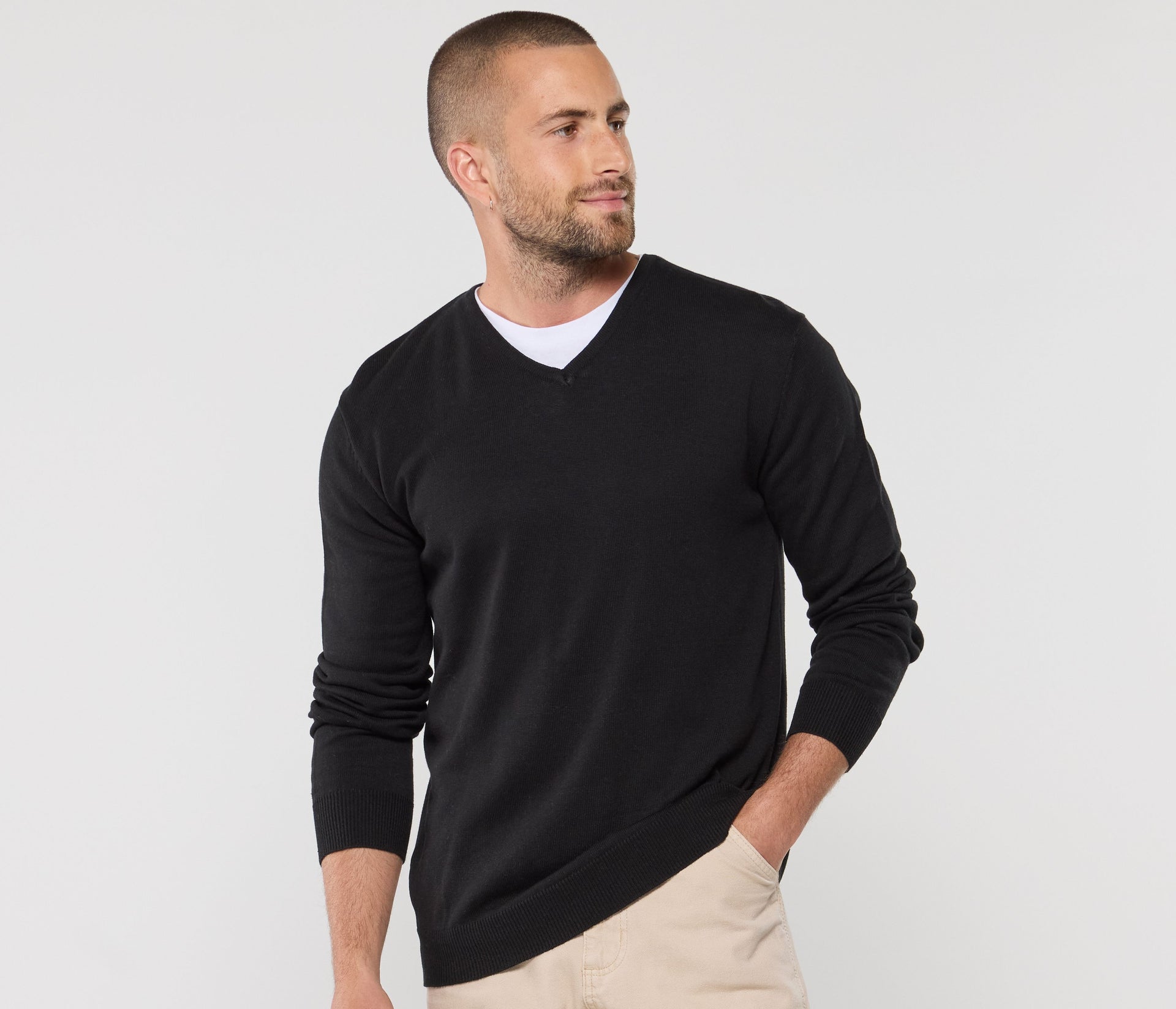 Pull col V homme