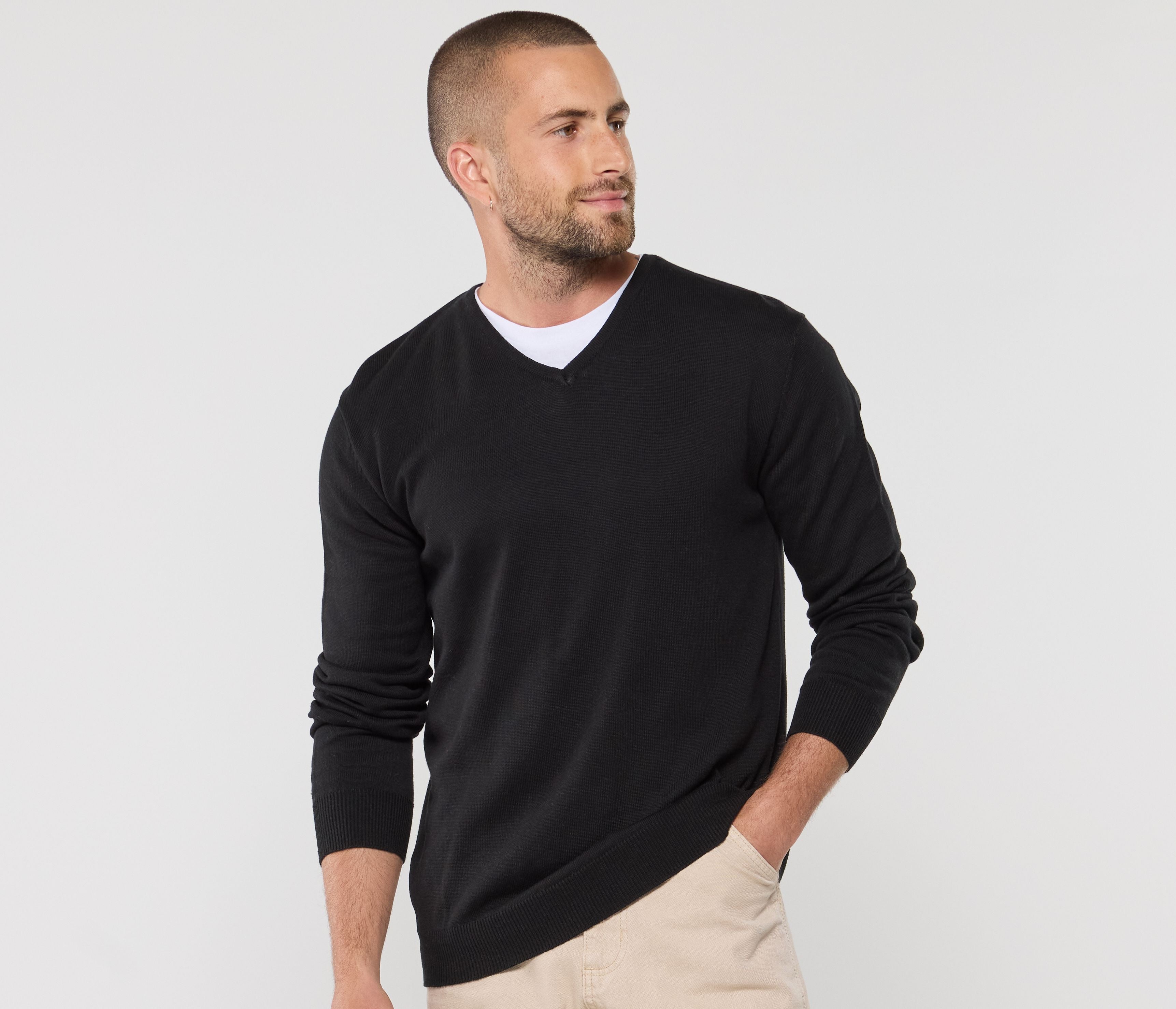 Pull col V homme