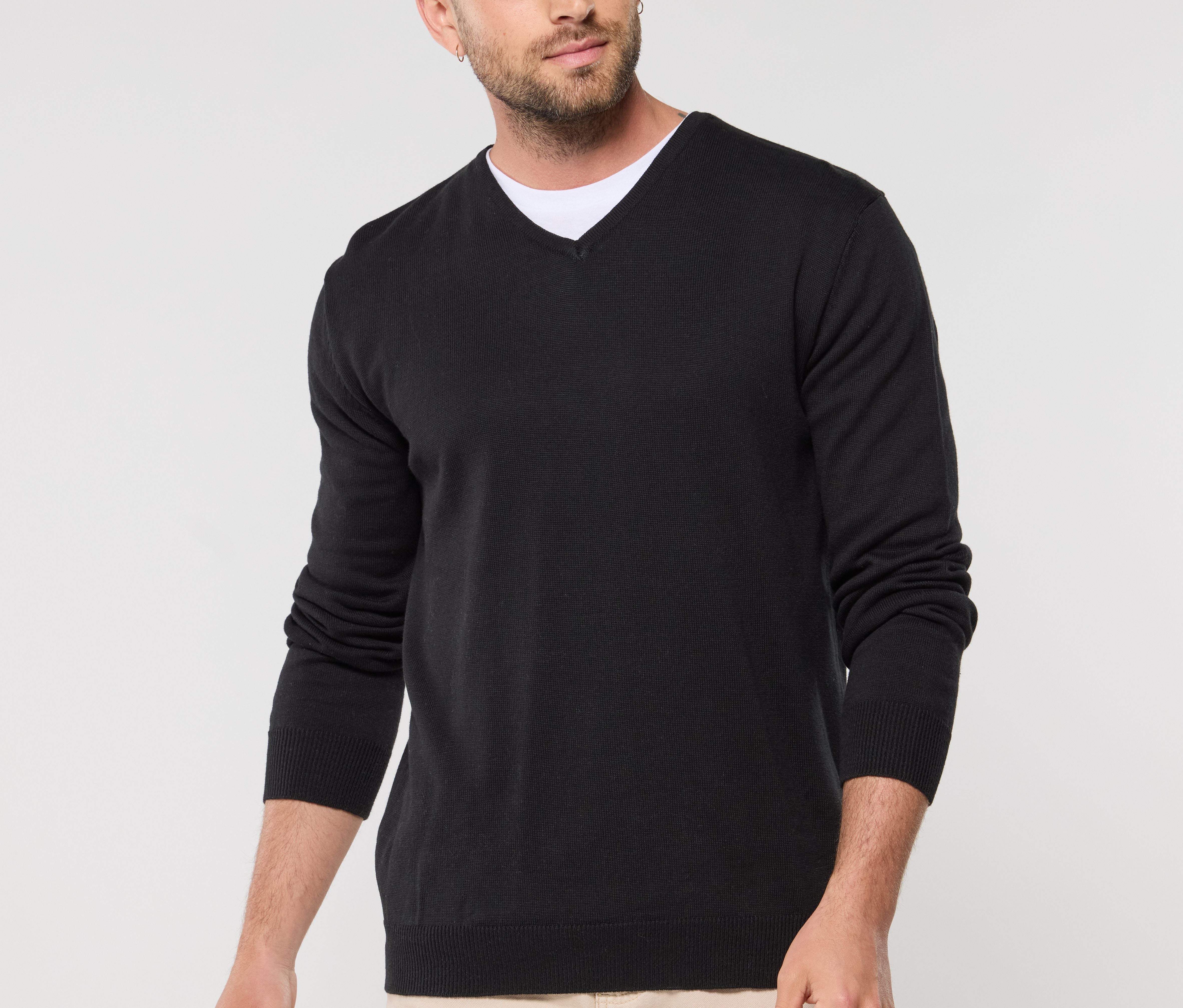 Pull col V homme