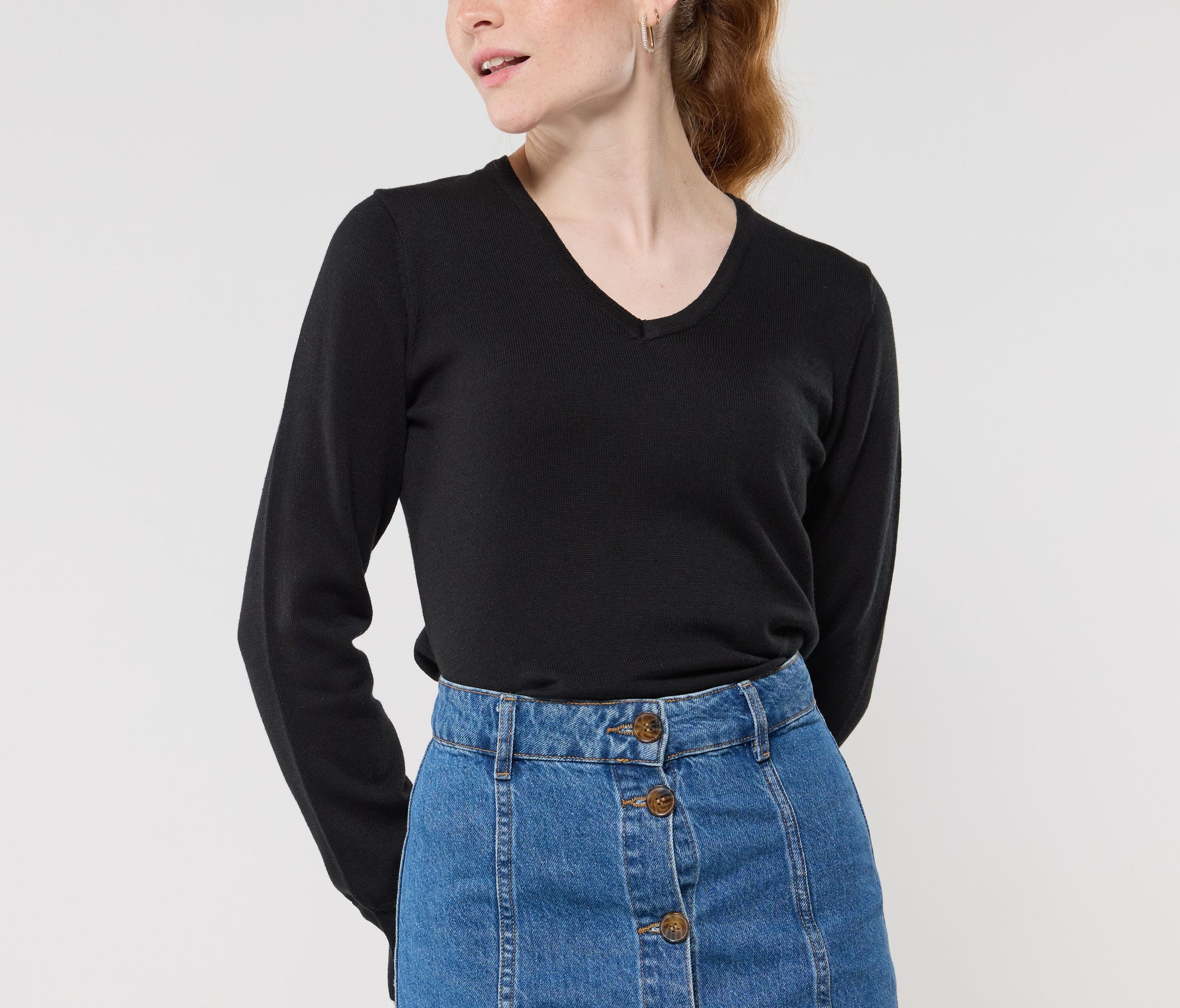 Pull col V femme