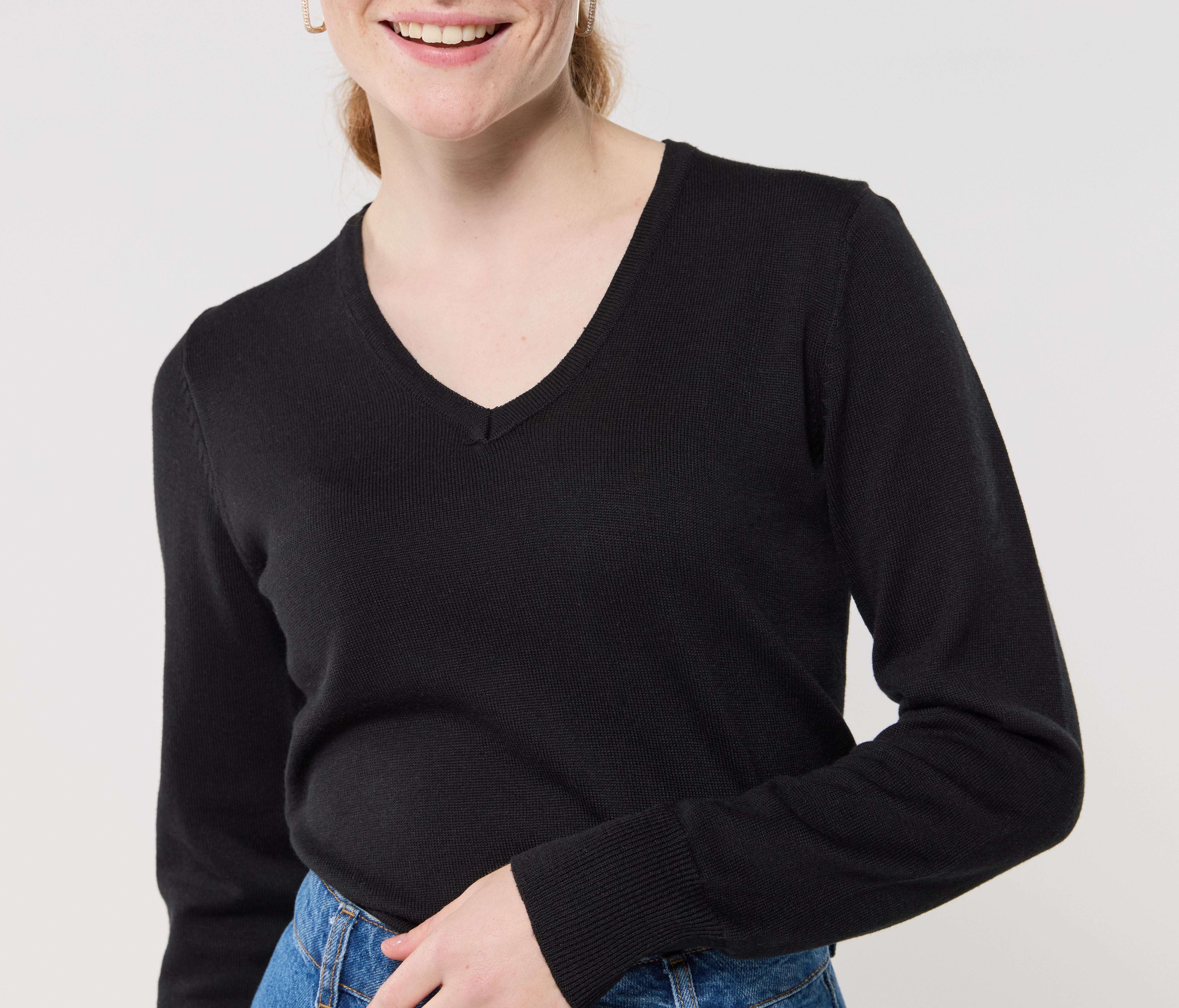 Pull col V femme