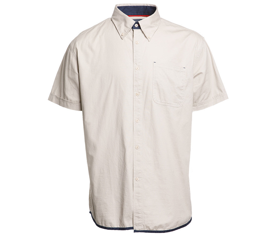 Chemise Coton Manches Courtes - Beige/navy