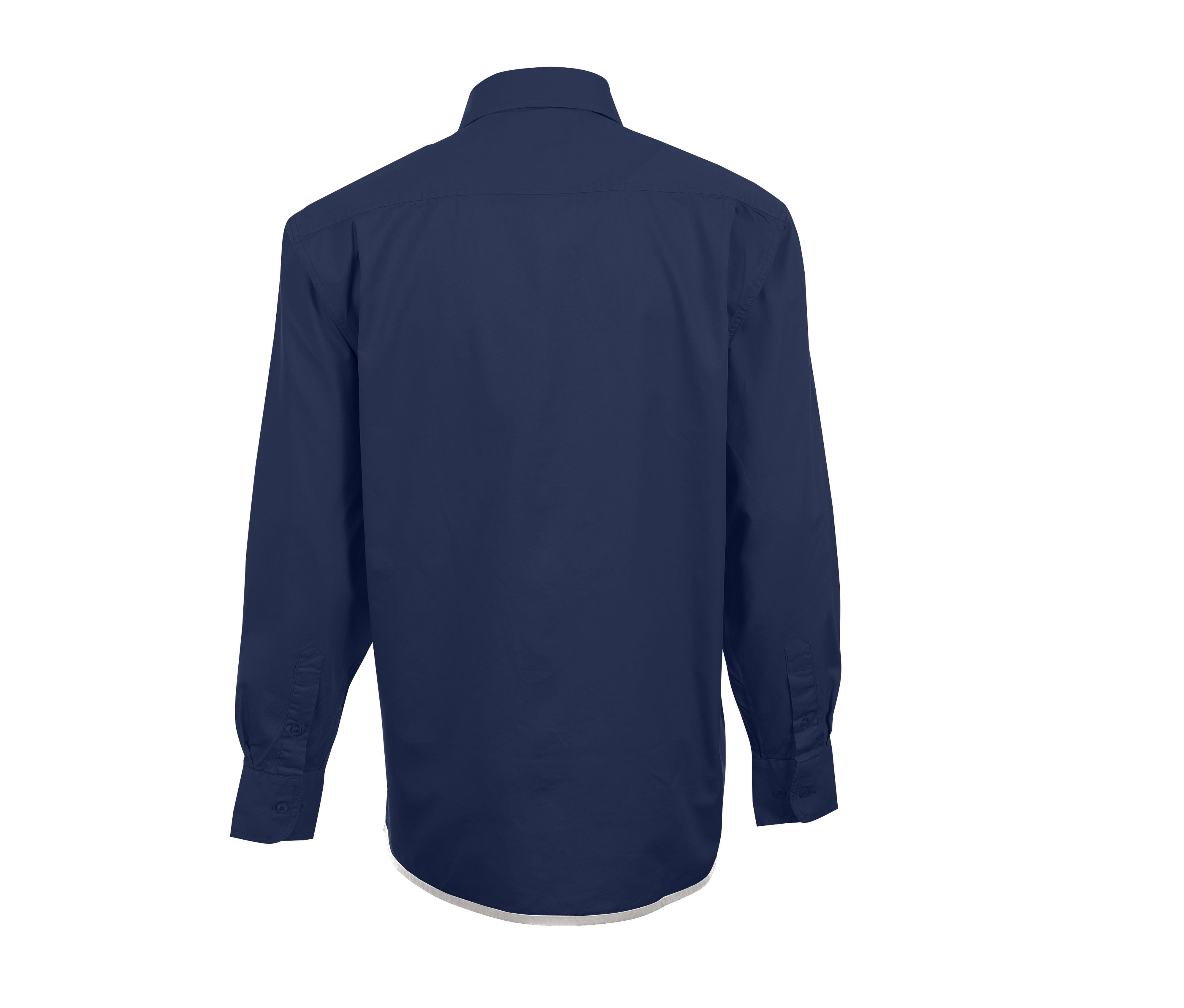 Chemise Manches Longues 100% Coton - Navy/beige