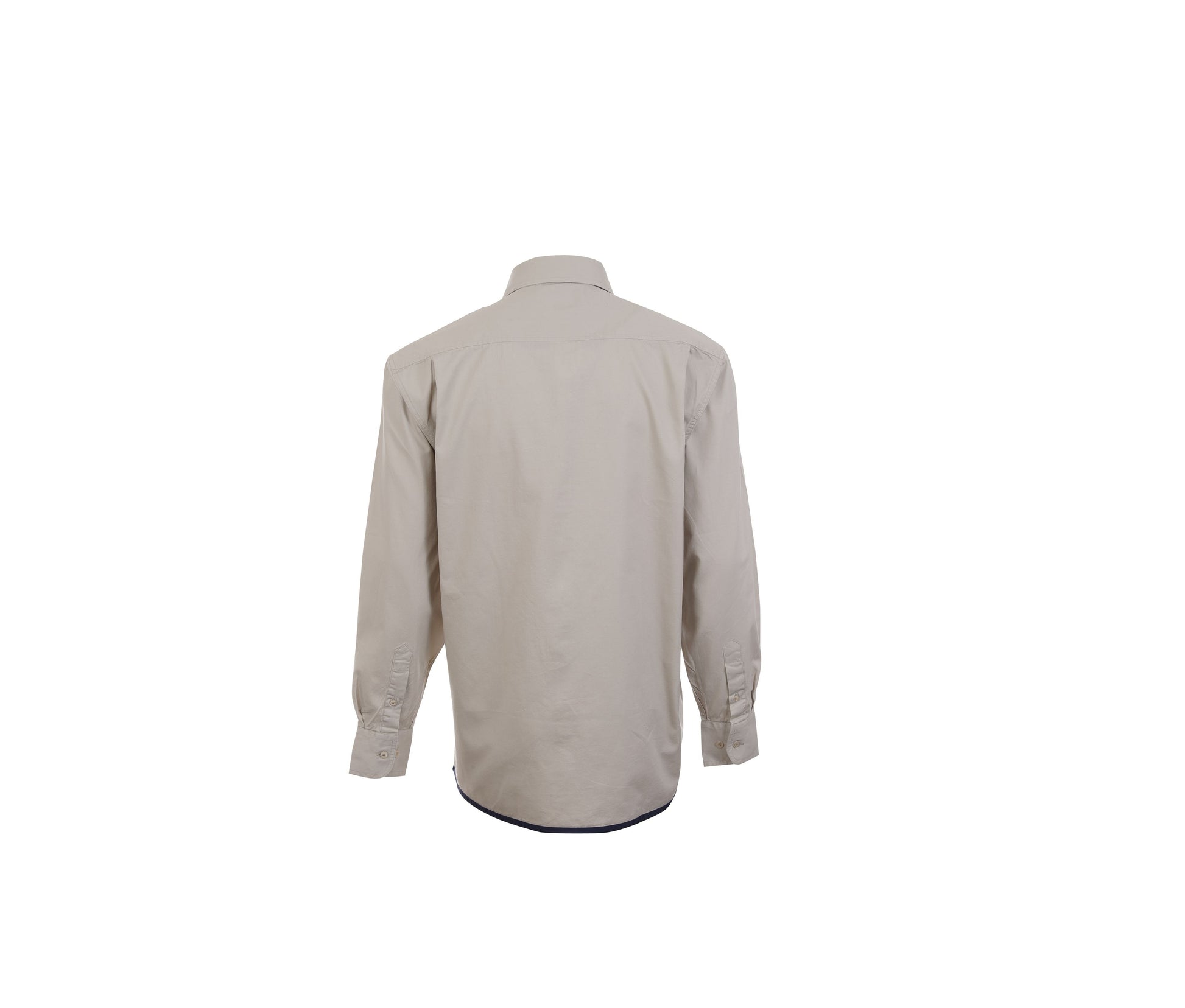 Chemise Manches Longues 100% Coton - Beige/navy