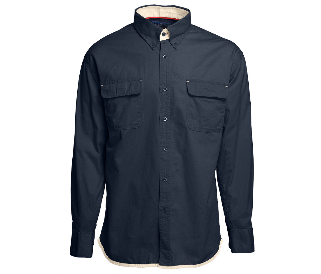 Chemise Manches Longues 2 Poches - Navy/beige