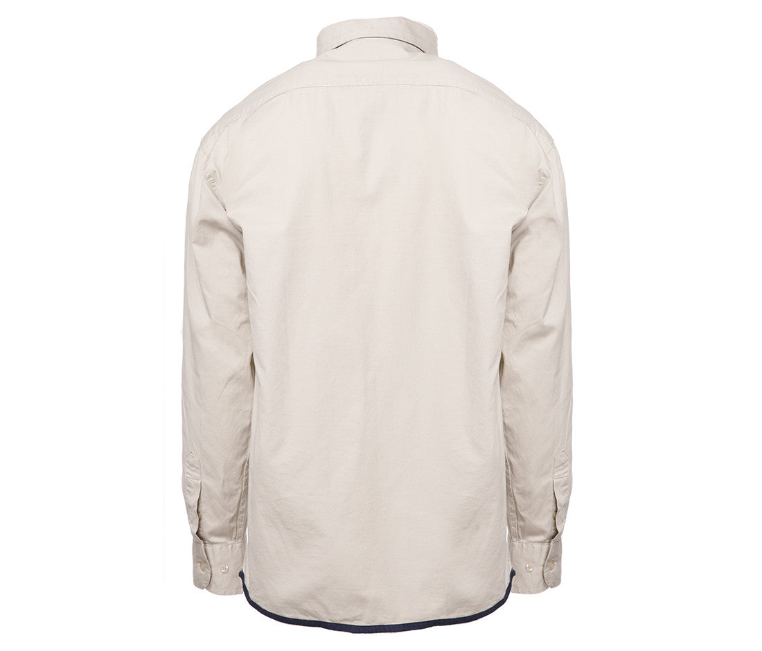 Chemise Manches Longues 2 Poches - Beige/navy