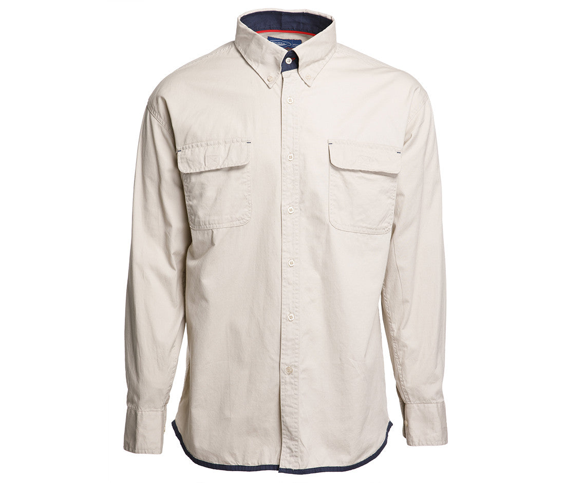 Chemise Manches Longues 2 Poches - Beige/navy