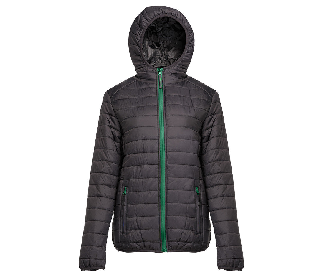 Doudoune Légère à Capuche Femme - Black/kelly Green