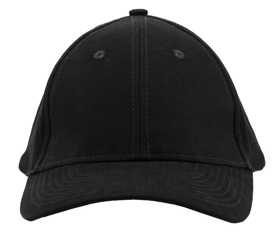 Casquette Coton Brossé 6 Pans - Black