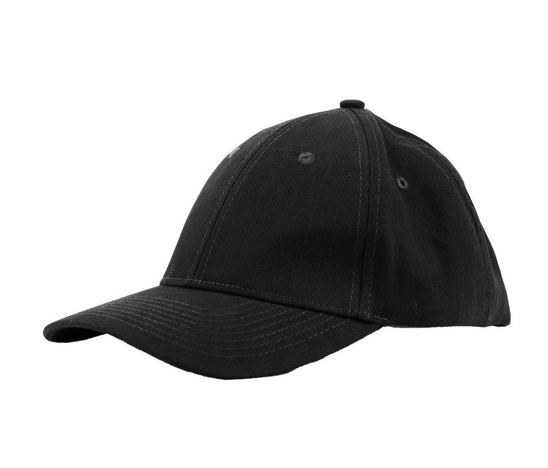 Casquette Coton Brossé 6 Pans - Black