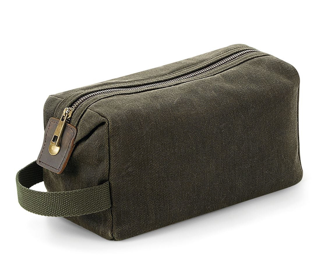 Trousse de Toilette en Toile Cirée Traditionnelle - Olive Green