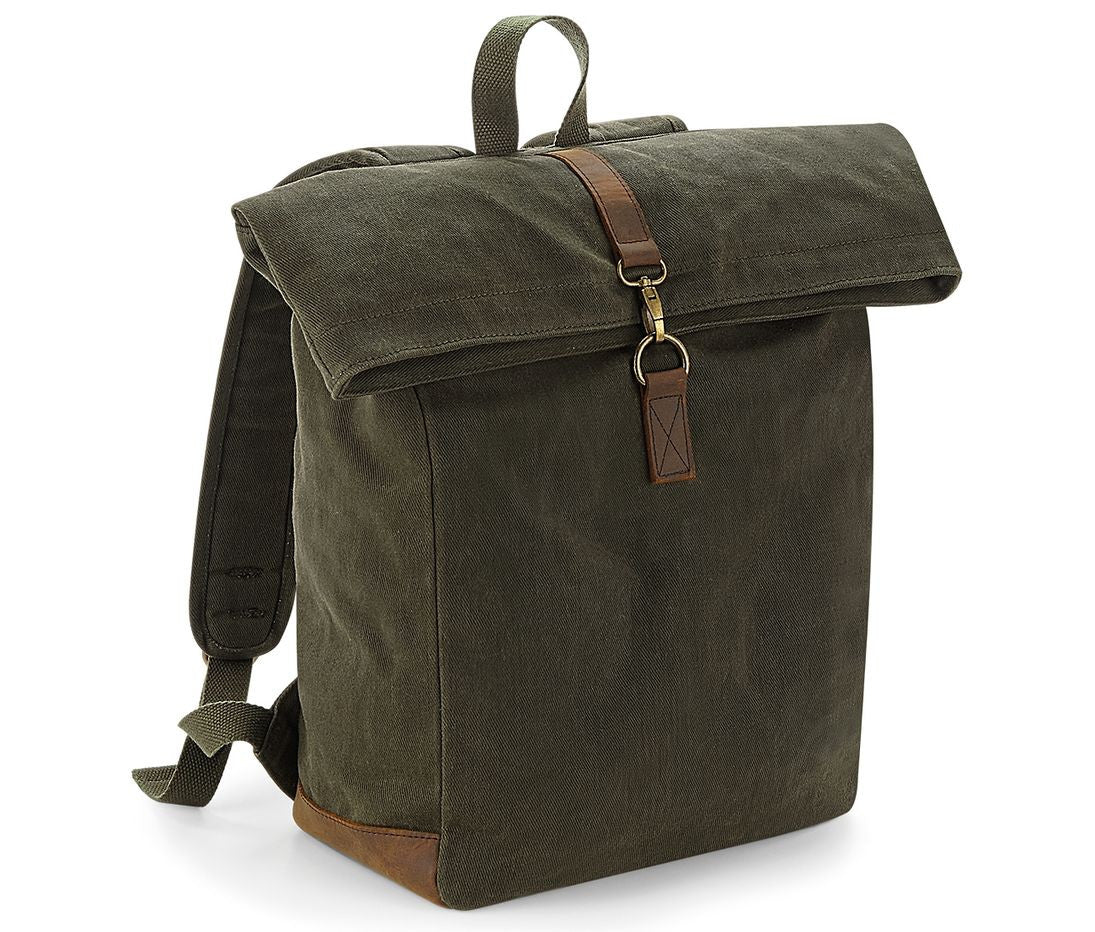 Sac à Dos en Toile Cirée Traditionnel - Olive Green